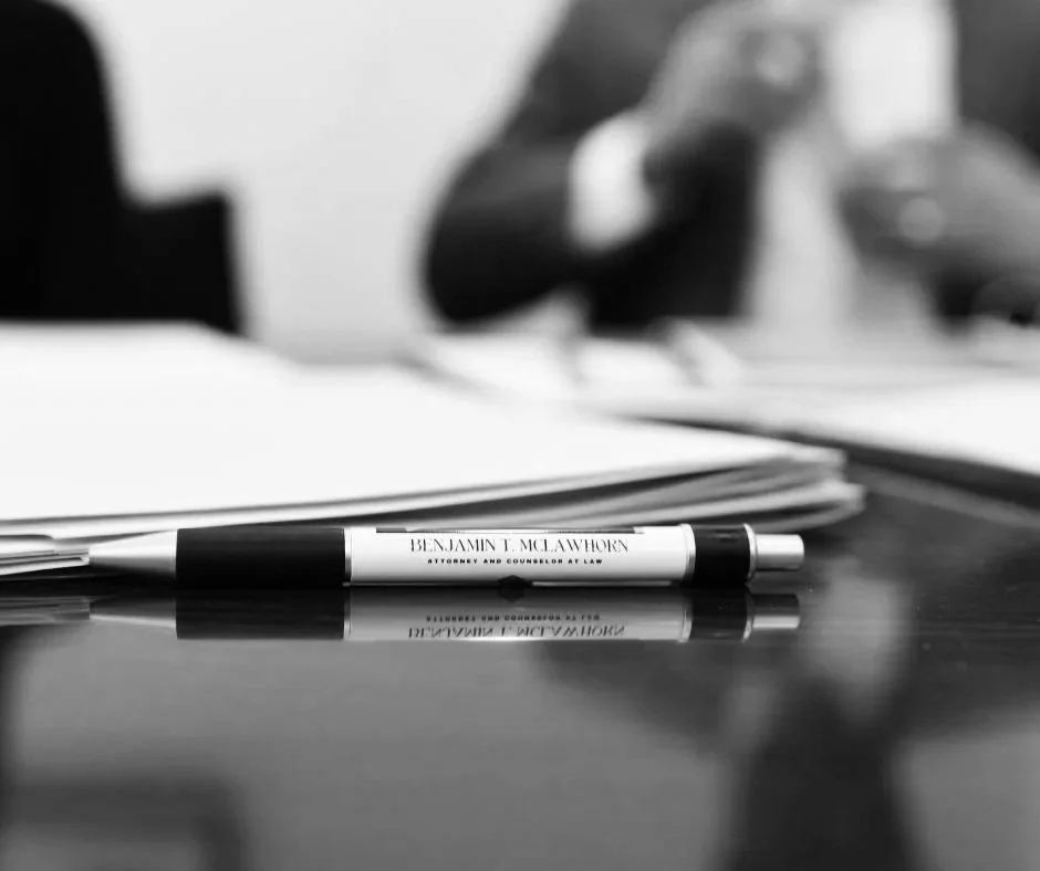 Civil litigation - pen on table