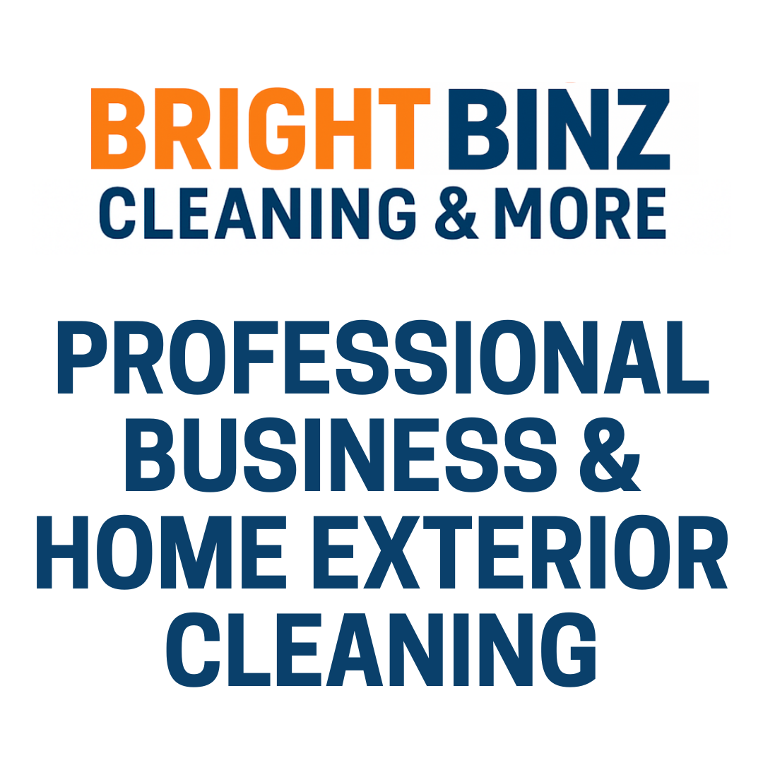 Bright Binz Cleaning & More logo with text indicating professional business and home exterior cleaning services.