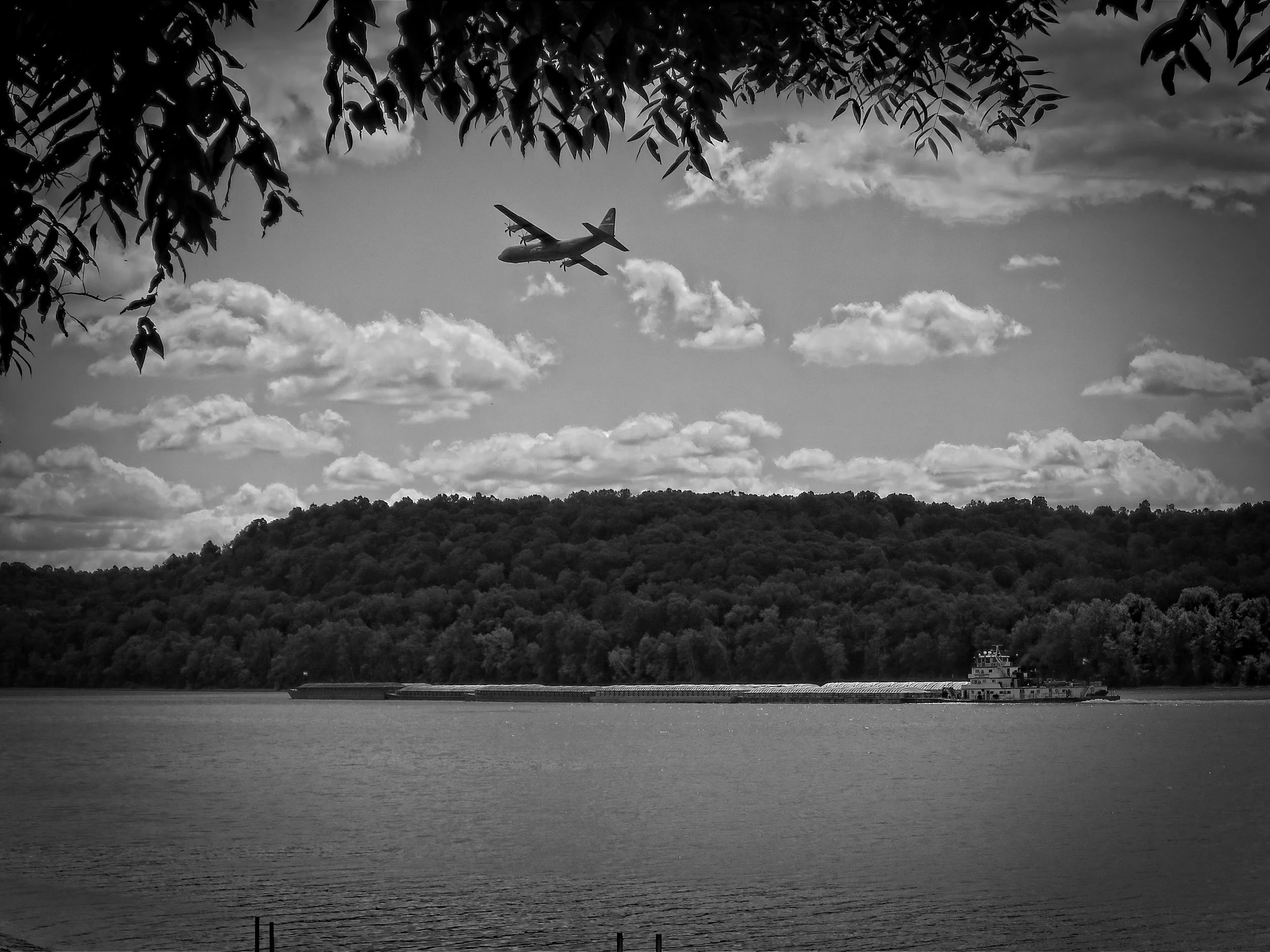 A plane and barge