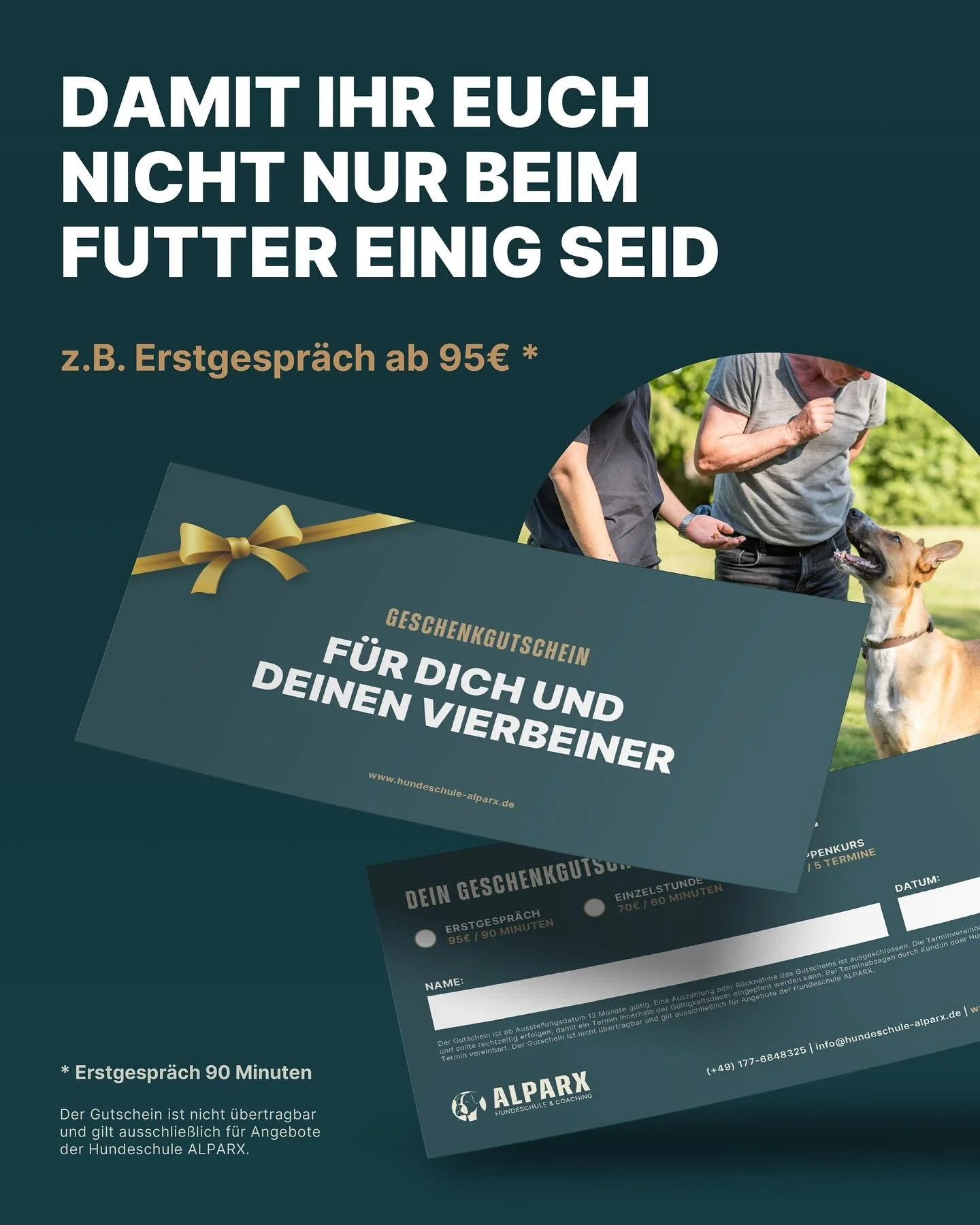 Auf der Suche nach einer Geschenkidee f&uuml;r Mensch &amp; Hund? 🎁🐾 Die Geschenkgutscheine f&uuml;r Hundetraining sind flexibel einl&ouml;sbar, z. B. f&uuml;r: 

*Erstgespr&auml;ch* Wir besprechen eure Ziele, finden den passenden Trainingsweg und 