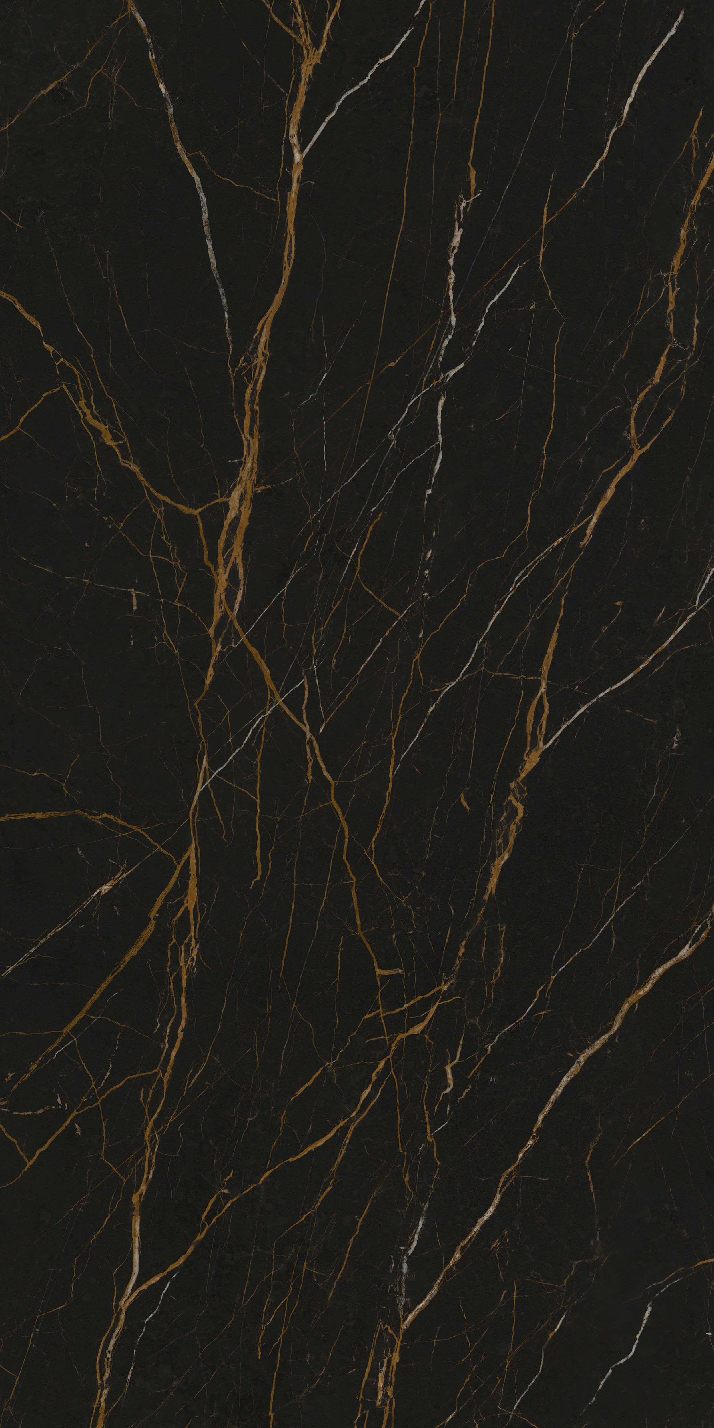 Black marble with gold and white veining.
