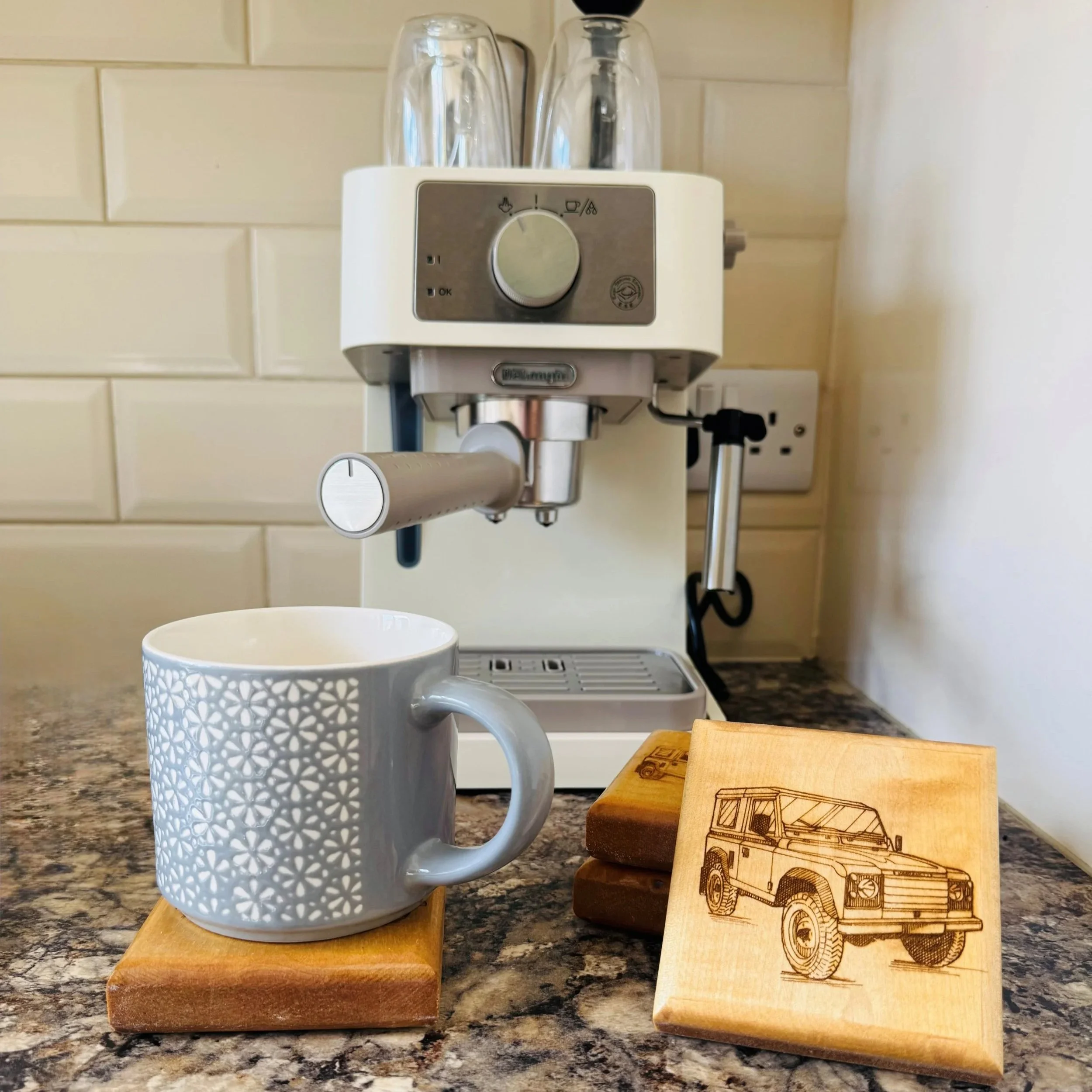 Engraved Hardwood Coaster Set – Choose Your Design (Set of 4)