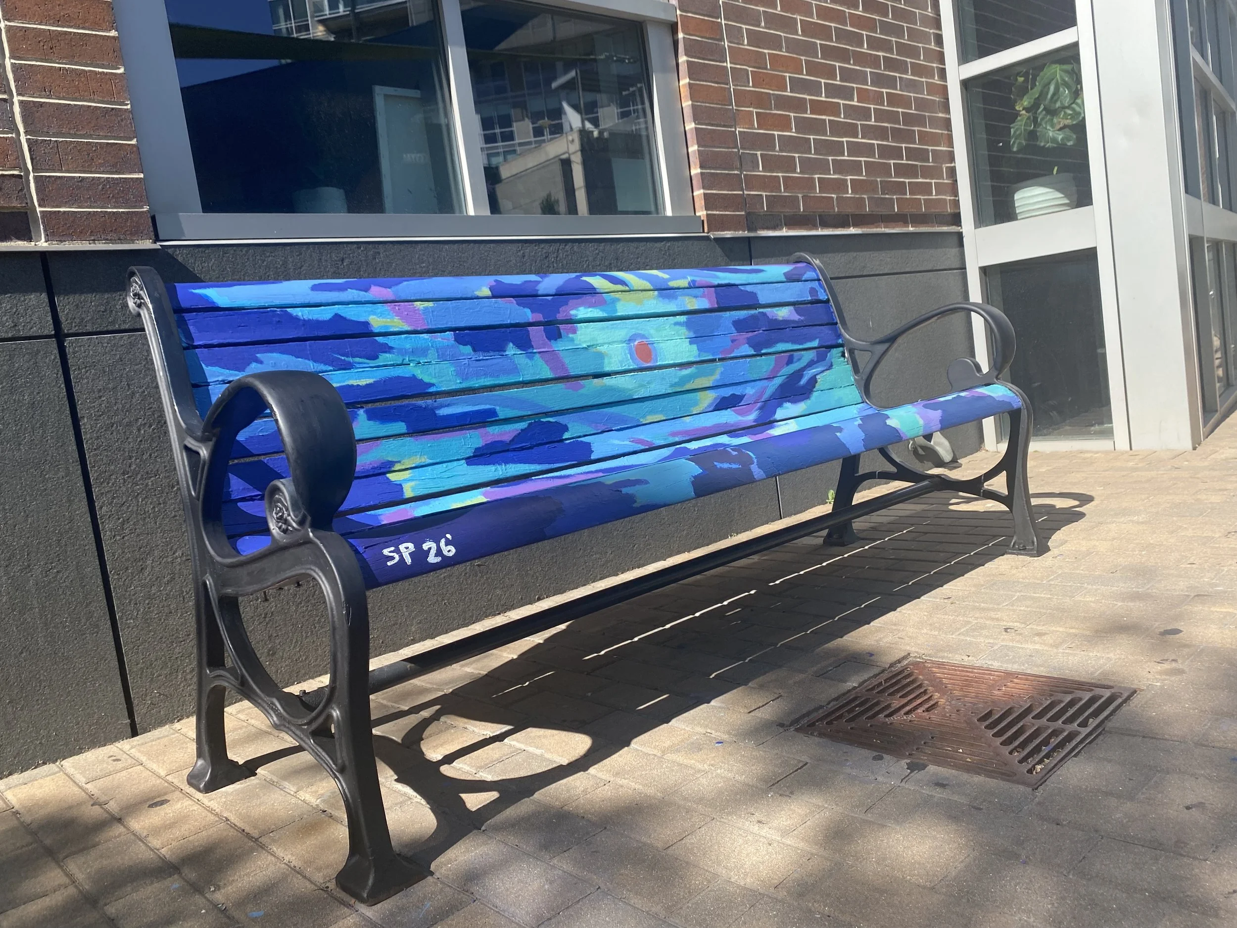 Downtown Iowa City Bench Mural “Pink Moon Series”