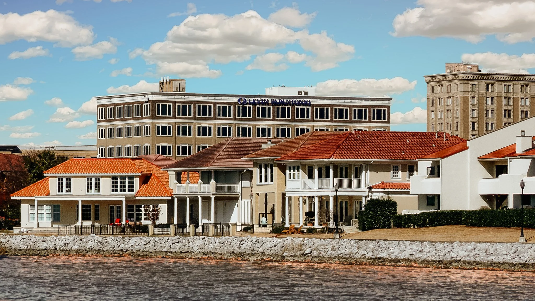 View of downtwon Pensacola, FL where the salty air can affect roofs