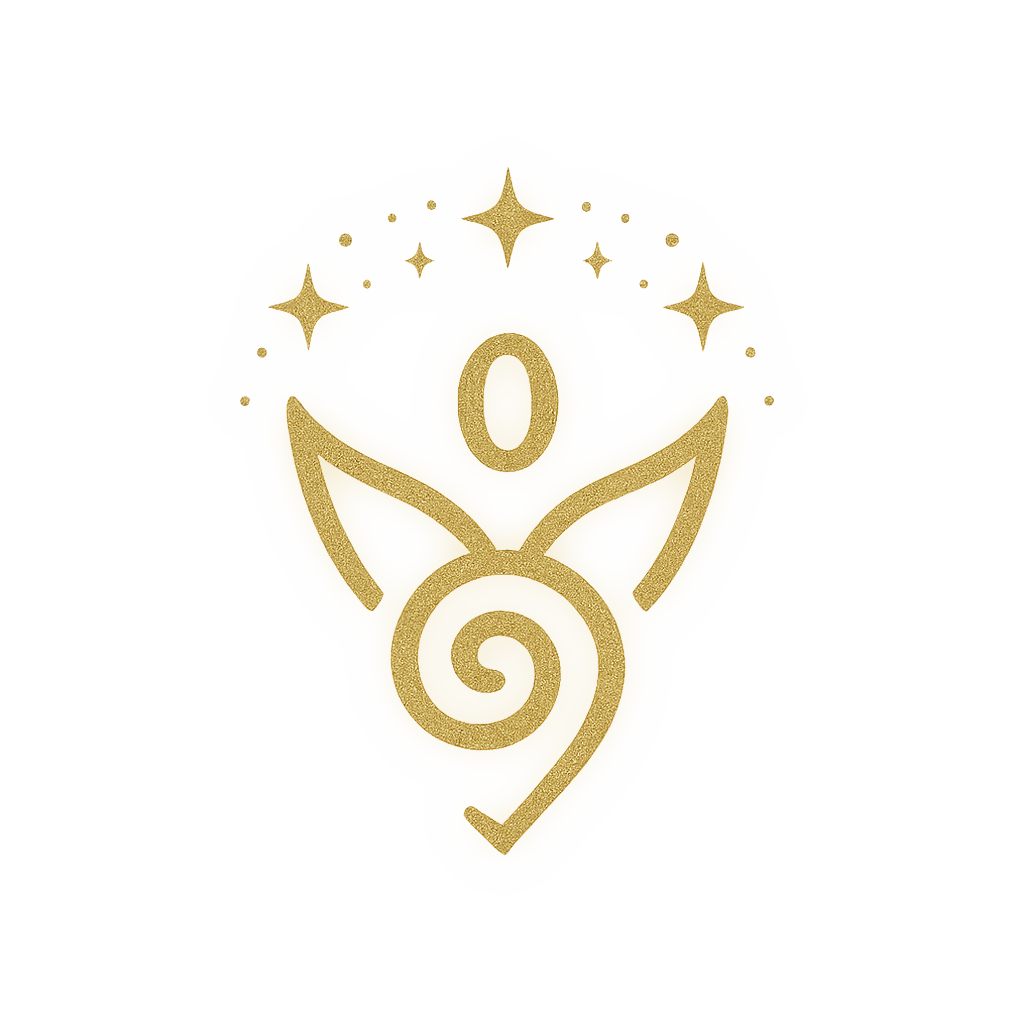 Gold celestial open-hearted angel rune, artists' signature symbol