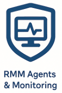 Logo for RMM Agents & Monitoring with a shield and monitor icon.