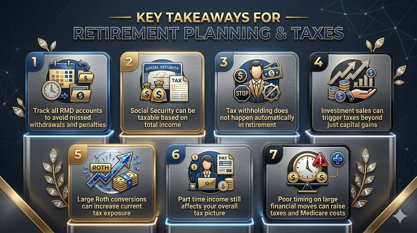 infographic key takeaways retirement taxes