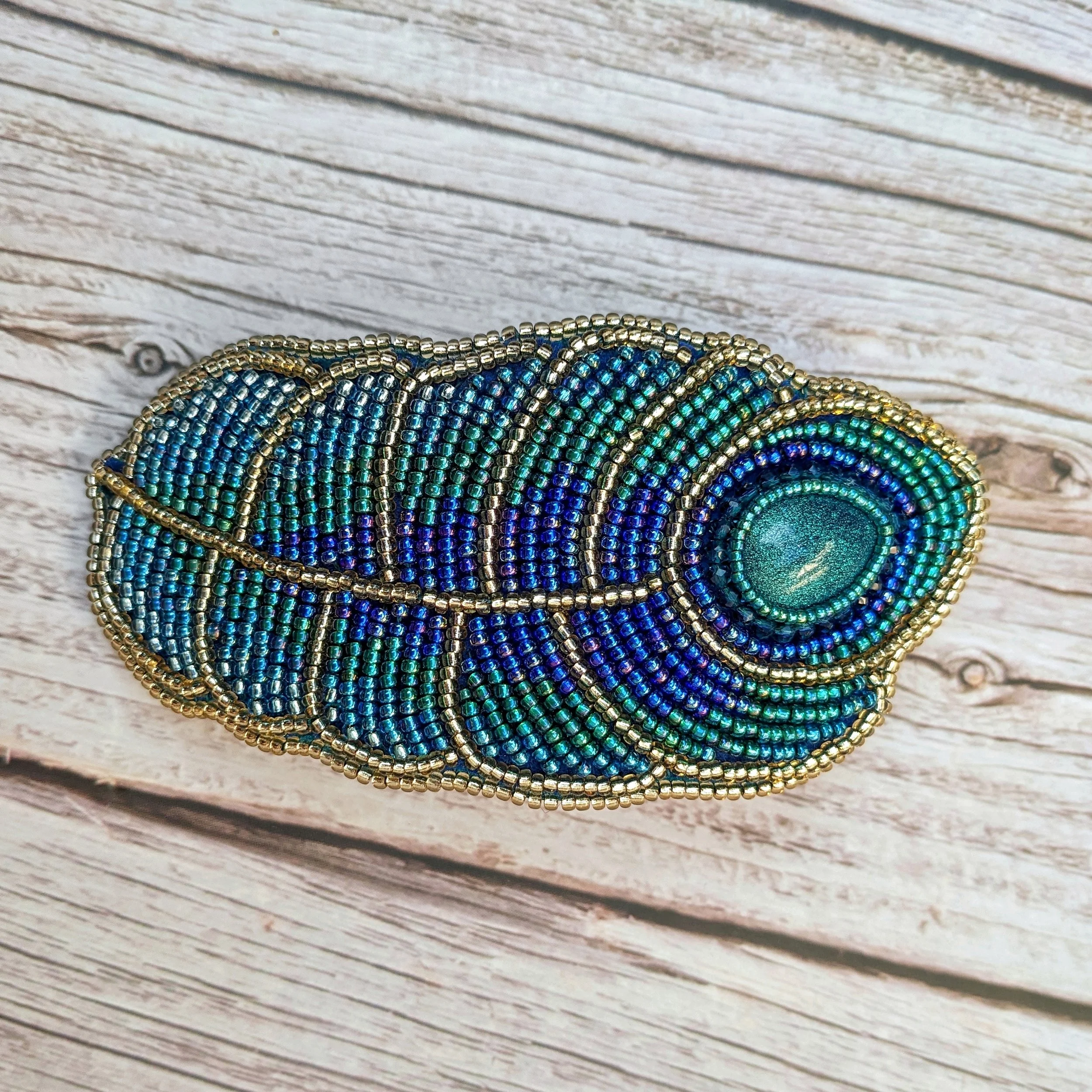 Blue feather hair clip