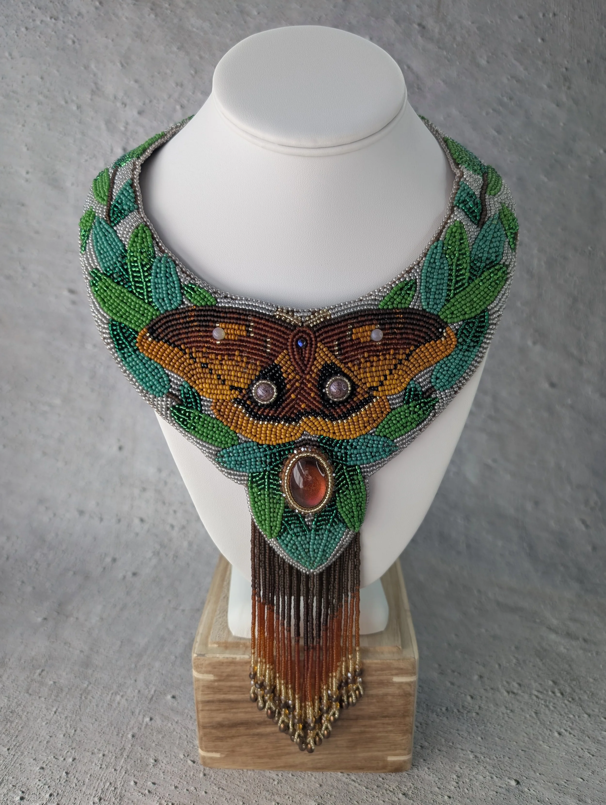 Polyphemus Moth collar necklace