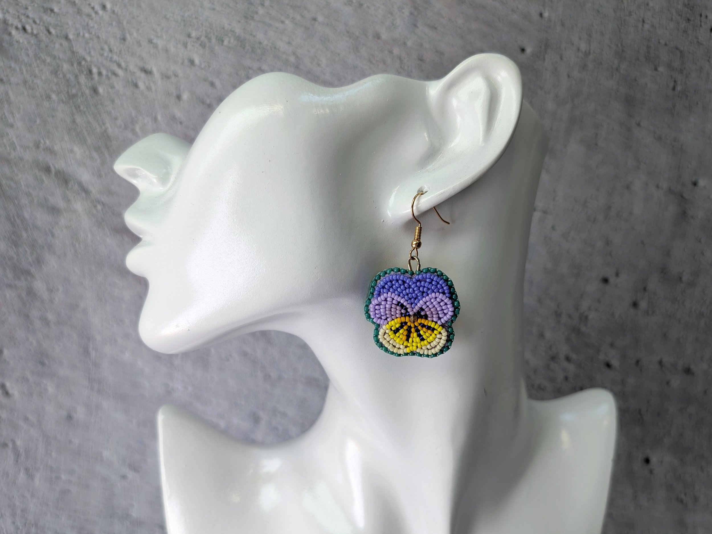 Pansy flower earrings