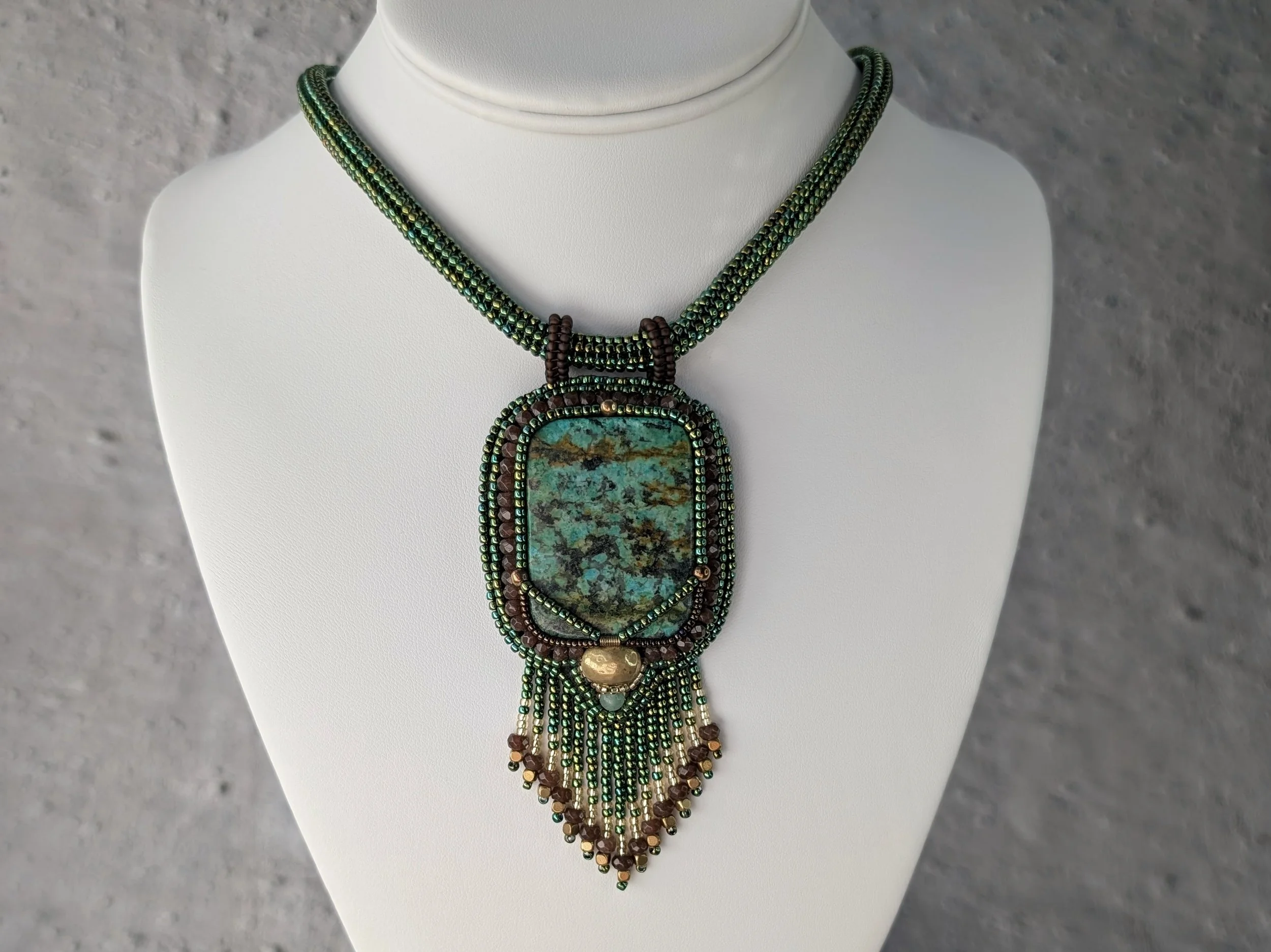 African turquoise and brown labradorite necklace