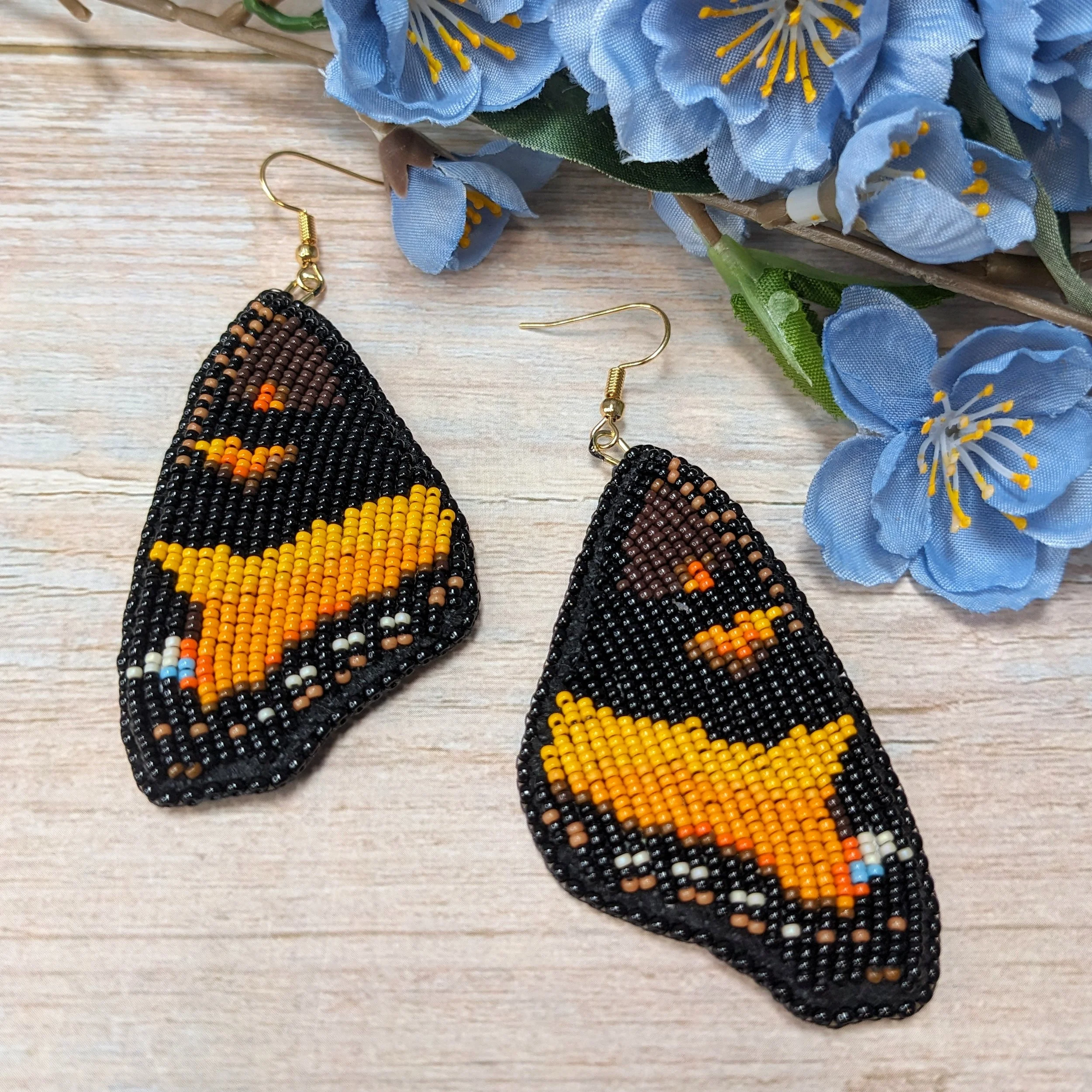 Milbert's Tortoiseshell butterfly wing earrings