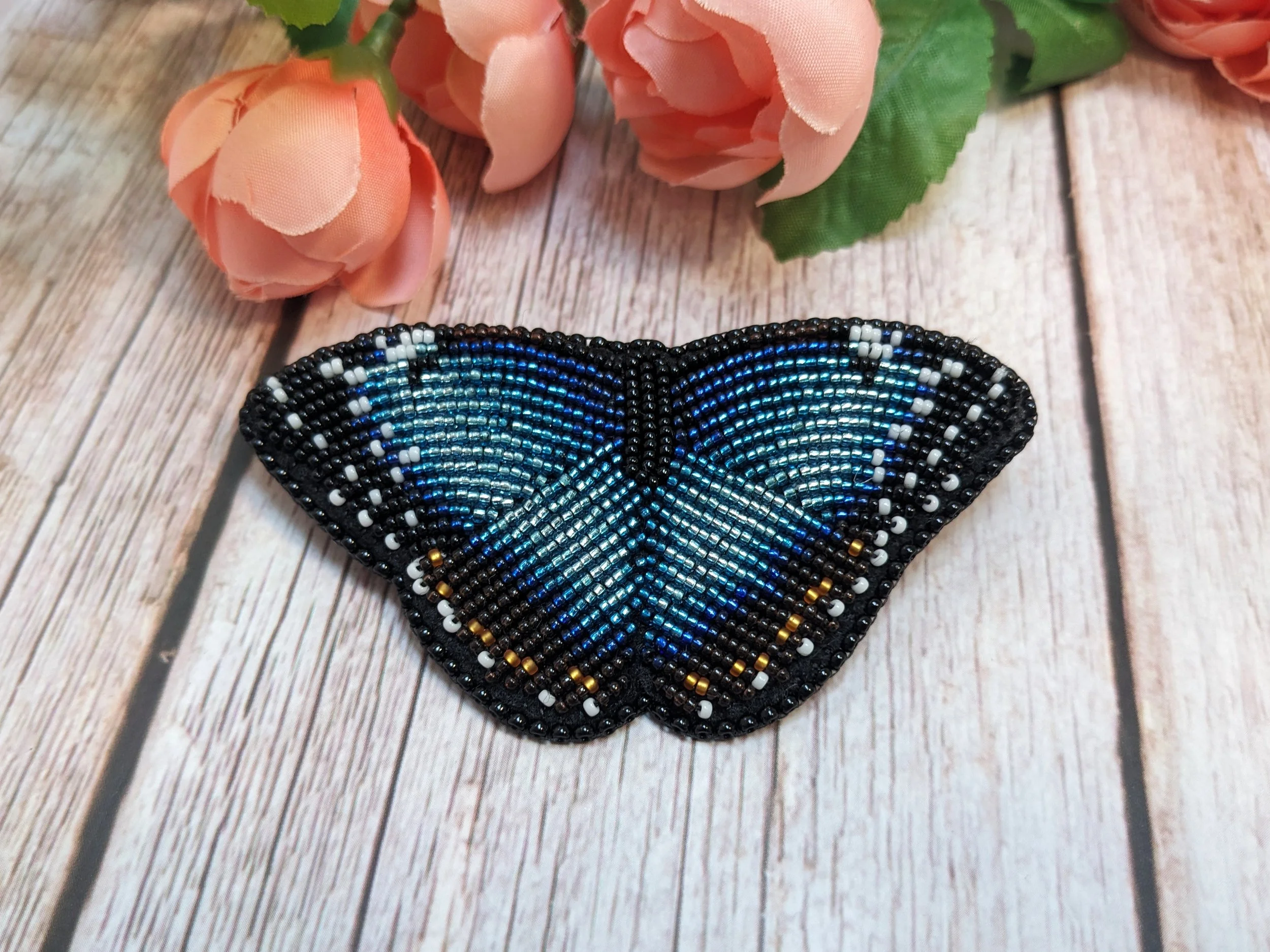 Morpho butterfly pin