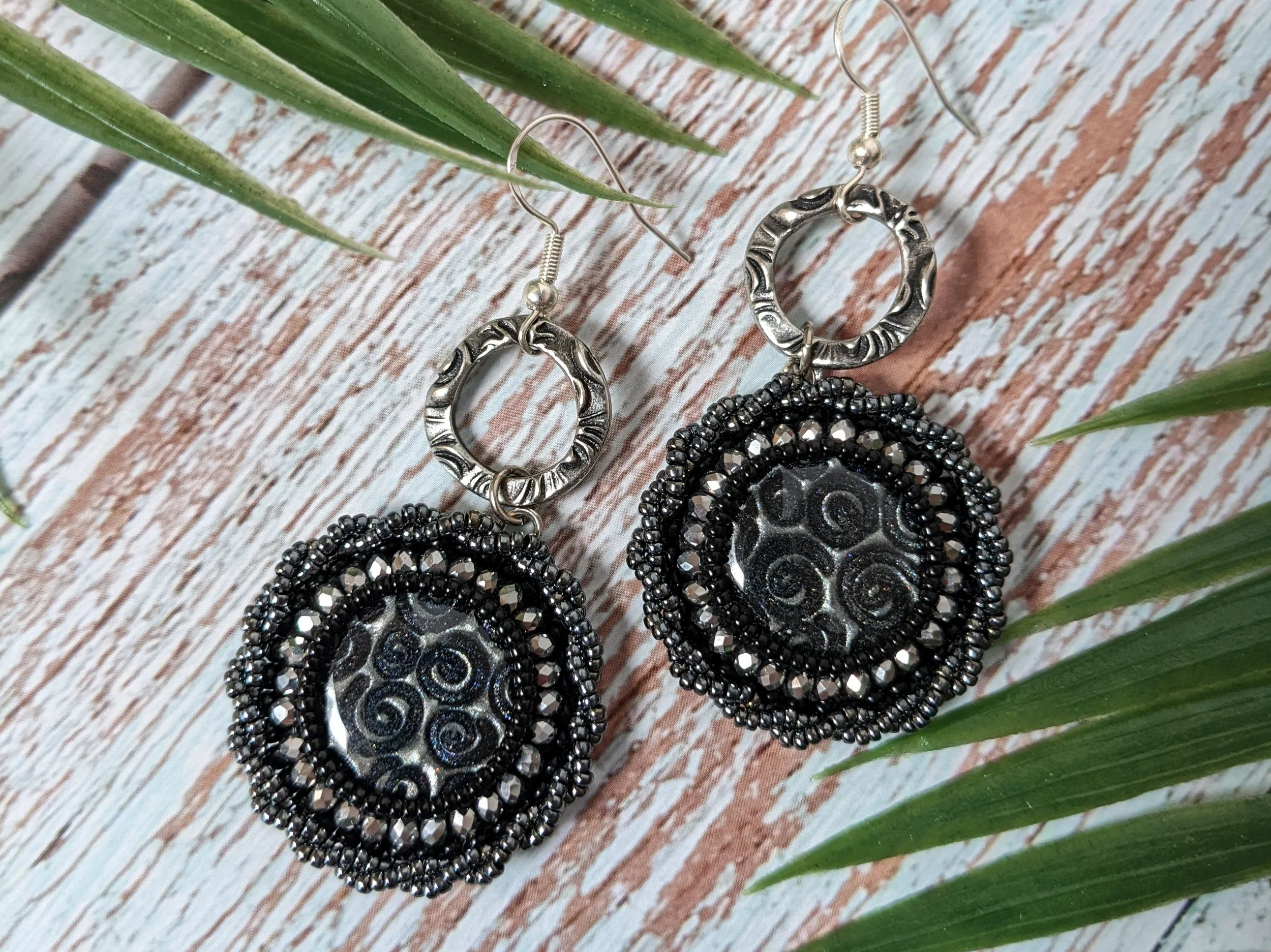 Silver spiral earrings