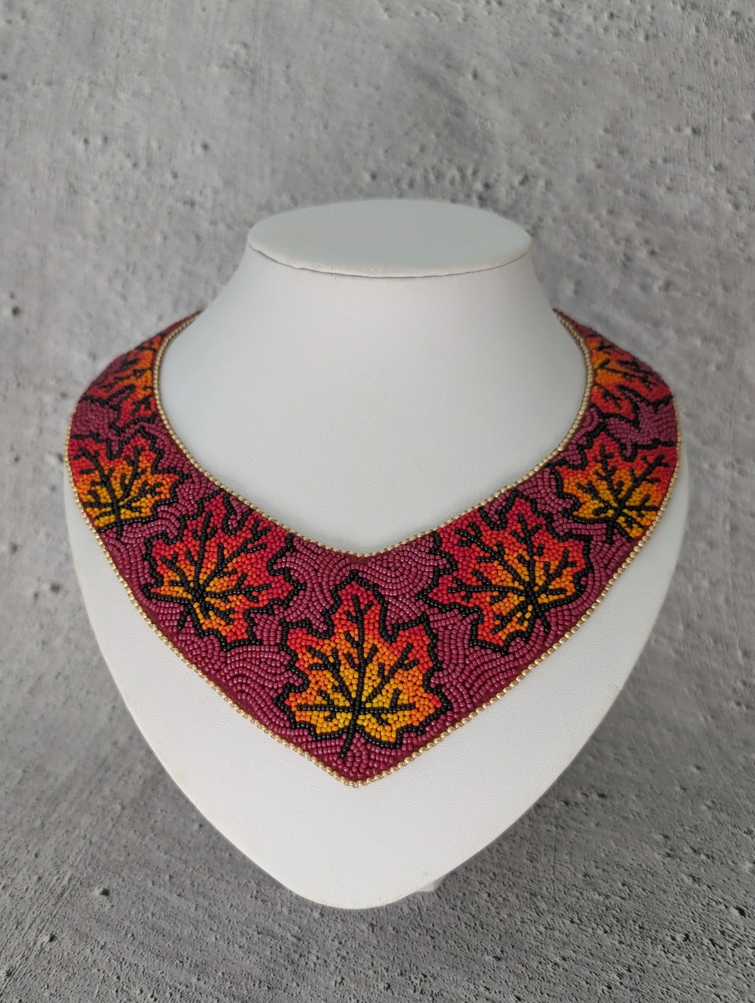 "Autumn Winds" maple leaf collar necklace
