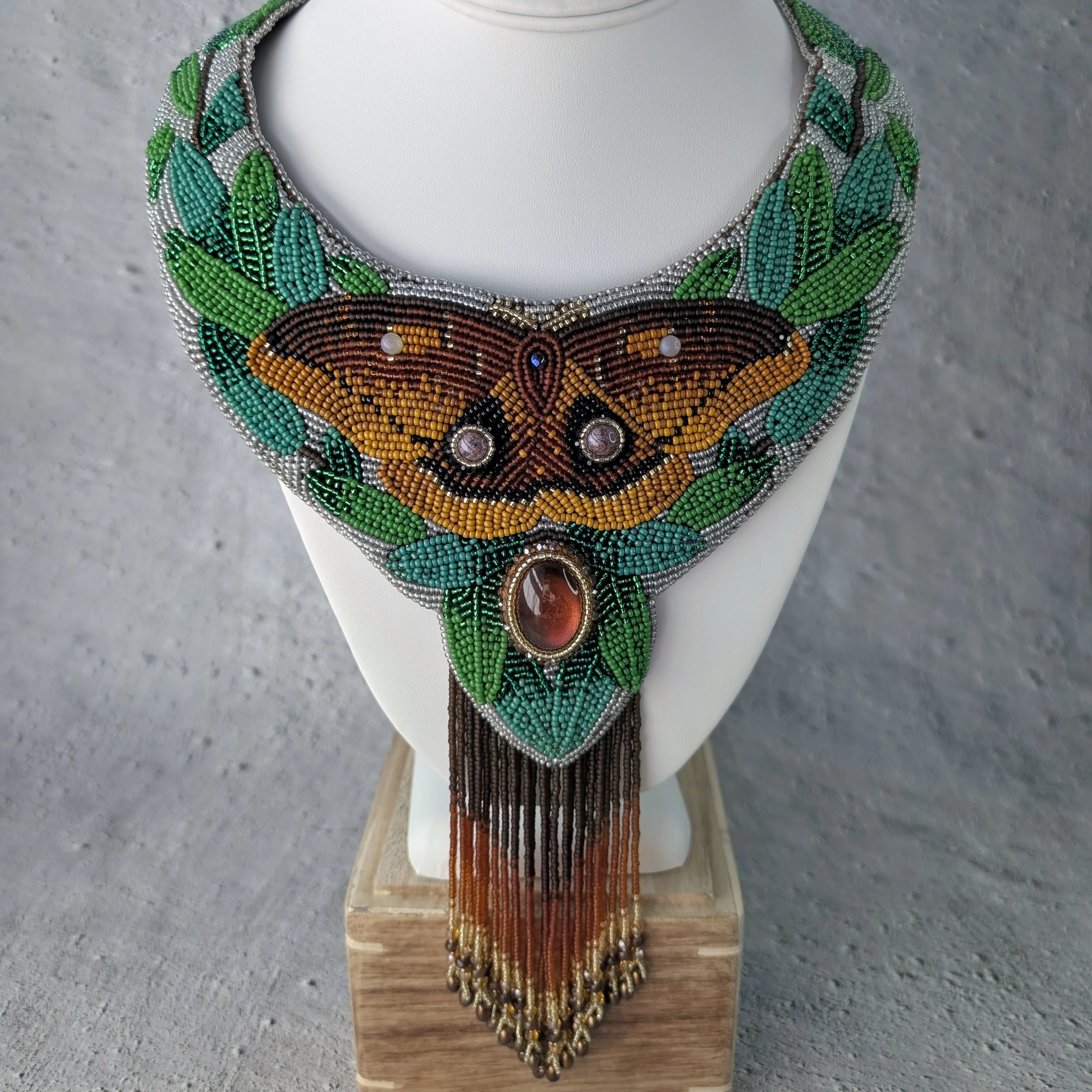 Polyphemus Moth collar necklace