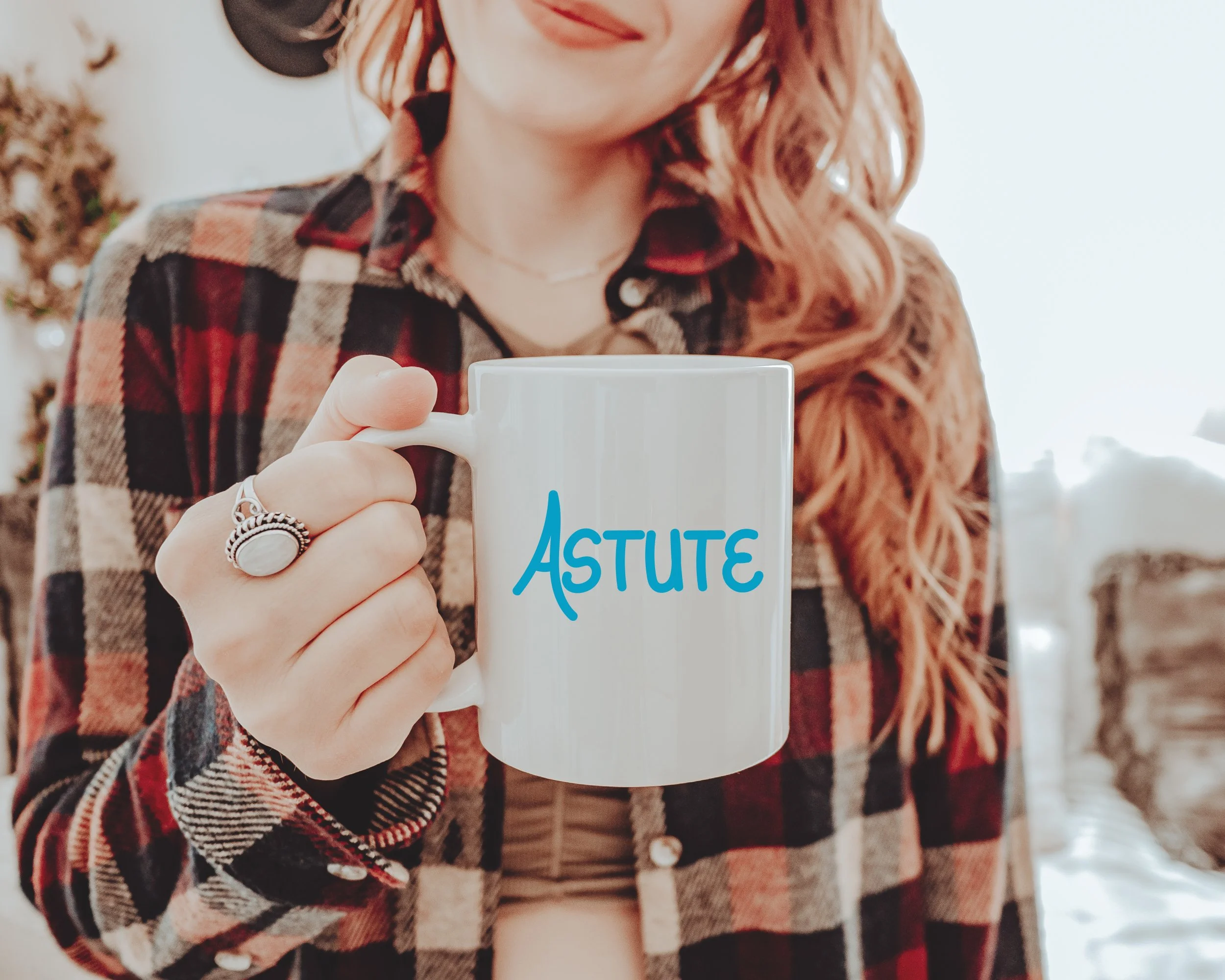 Blue unique Hand Lettered Vocabulary Astute Two-Tone Coffee Mug. Aleatha Cox Zazzle.
