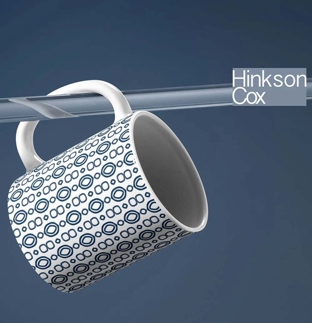 Soni - Blue Monochromatic Geometric Pattern Coffee Mug. Hinkson Cox Redbubble.