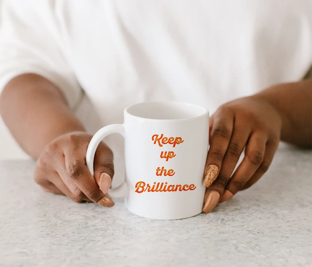 Orange Yellow Font Design with Motivating Message Mug. Aleatha Cox Zazzle.