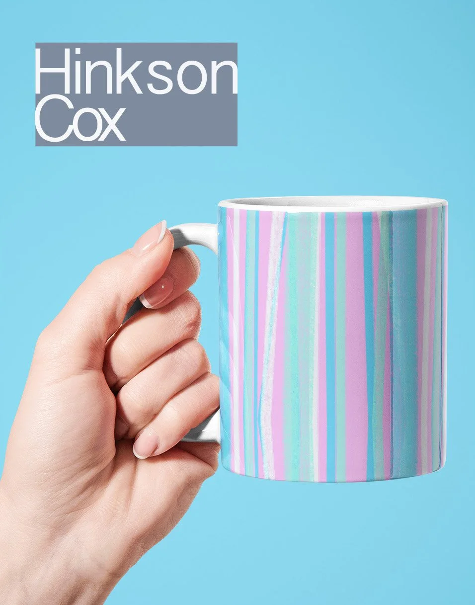 Easter inspired - Sweet Little stripes multi-coloured Coffee Mug. Hinkson Cox Redbubble.
