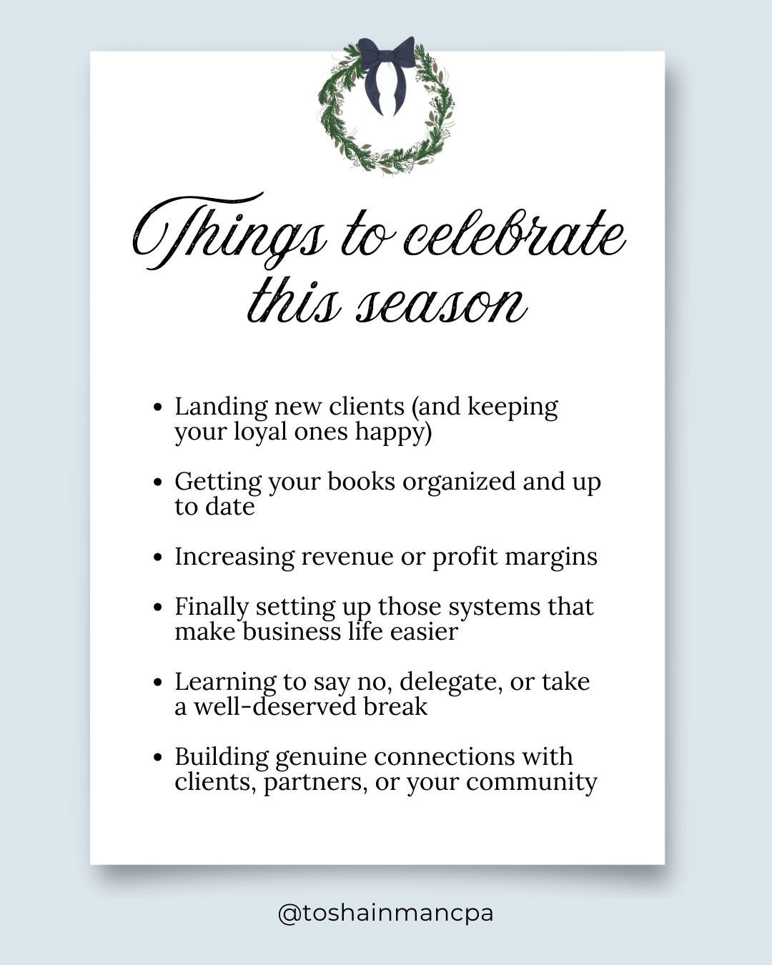 Take a moment to celebrate how far you&rsquo;ve come both in business and in your personal growth. 

Even the small wins count. 

Even the quiet progress matters.

What wins are you celebrating in your business this season?

#BusinessWins #ClientsWin