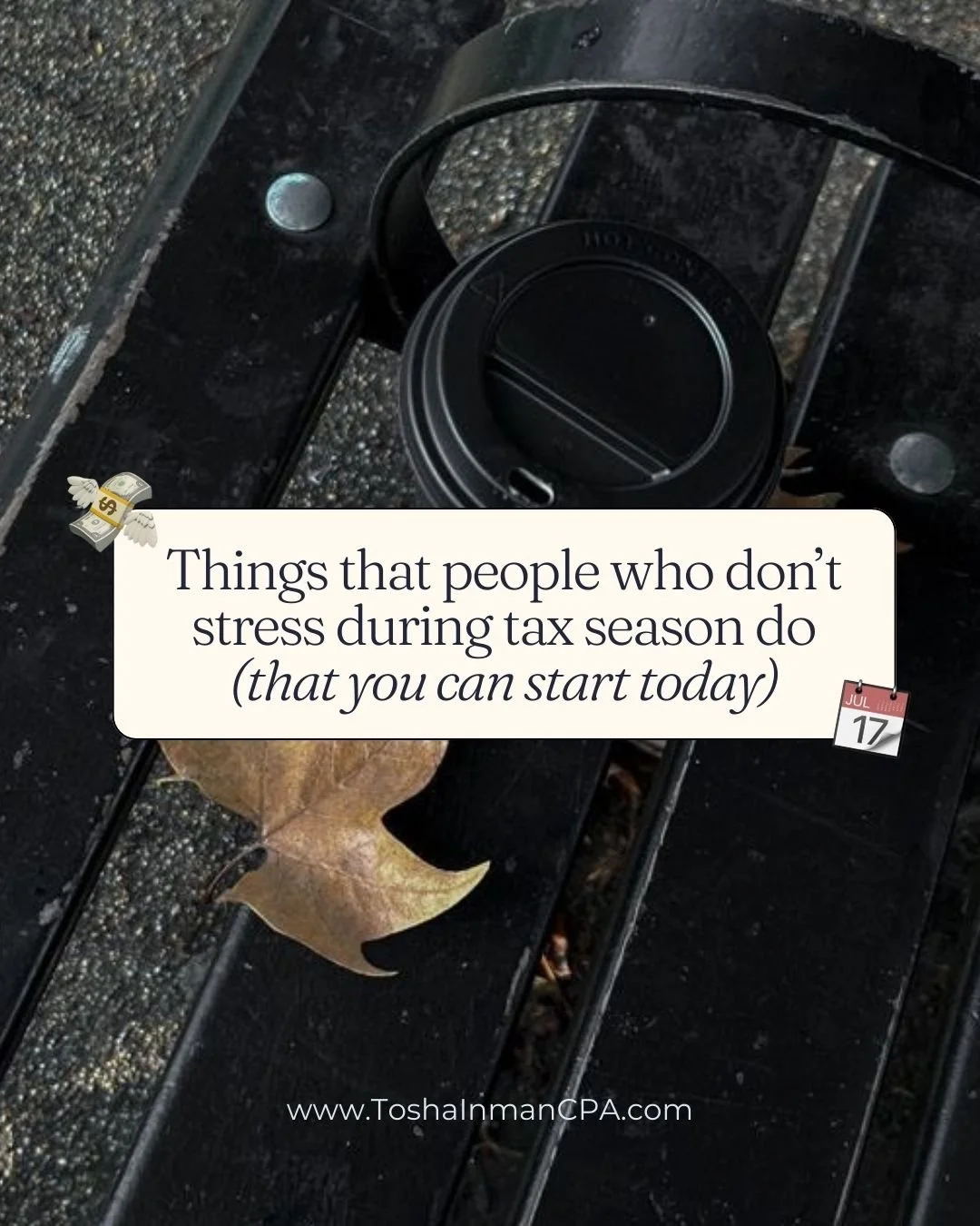 A stress-free tax season is a REALITY for people who do this:

&rarr; Work with a tax professional who does their tax preparation AND their tax planning.

&rarr; Keep track of + communicate big life changes (new dependents, job changes, moves, new bu