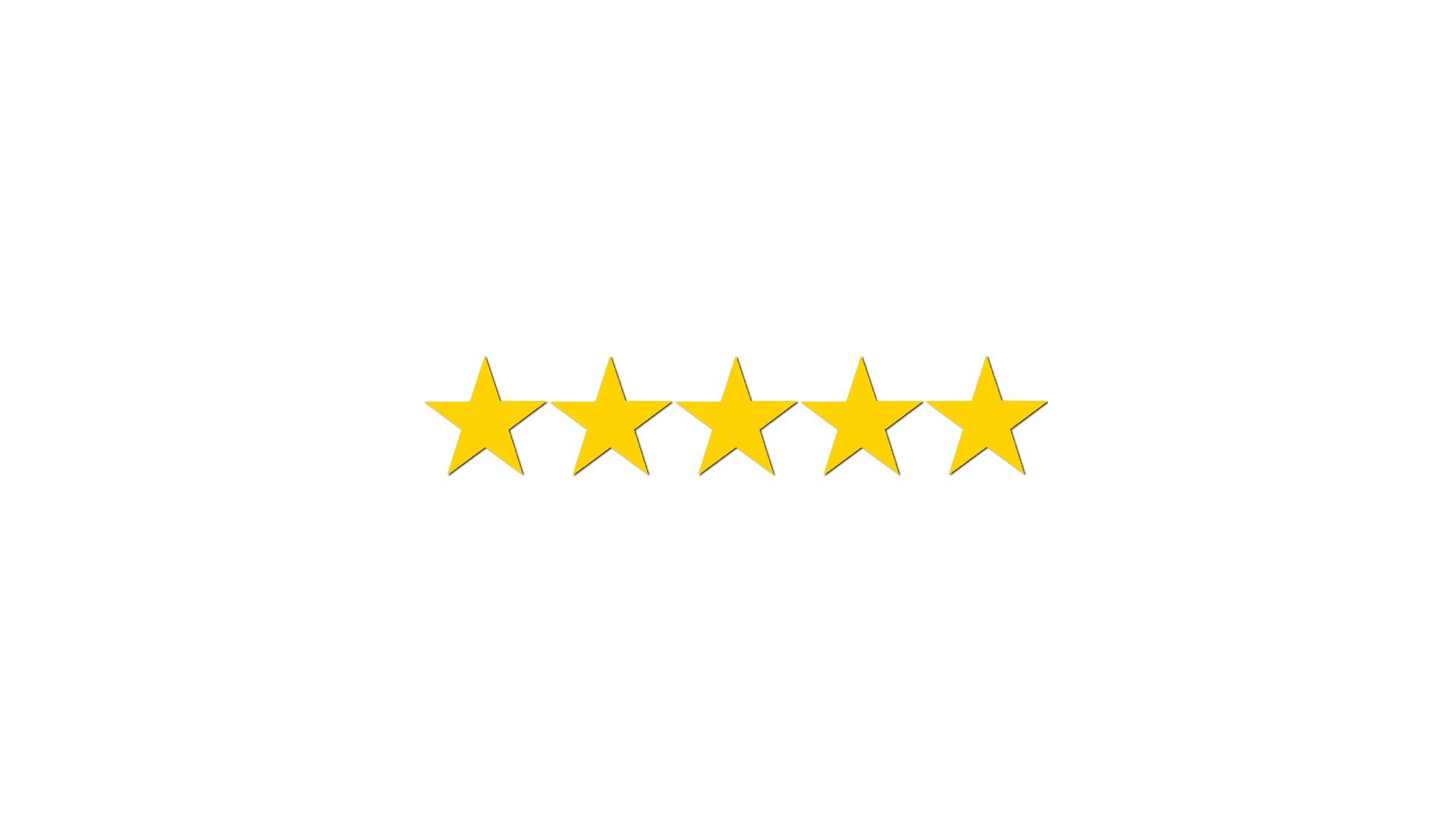 Five yellow stars in a row on a white background.