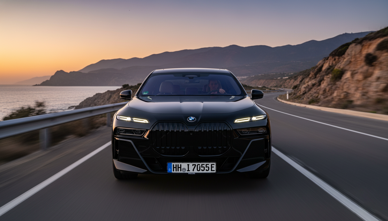 BMW i7 sunset coastal drive premium electric chauffeur Hamburg long-distance tours