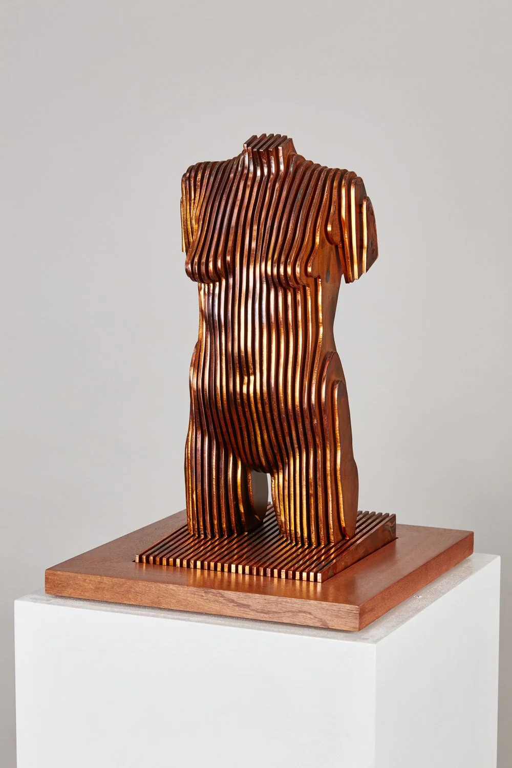 'FEMALE TORSO II' 2016 Corten steel; copper plate; Sapele base 35cm x 16cm x 16cm. edition of 8 - £2200 Photo Josh Murfitt 2.jpg