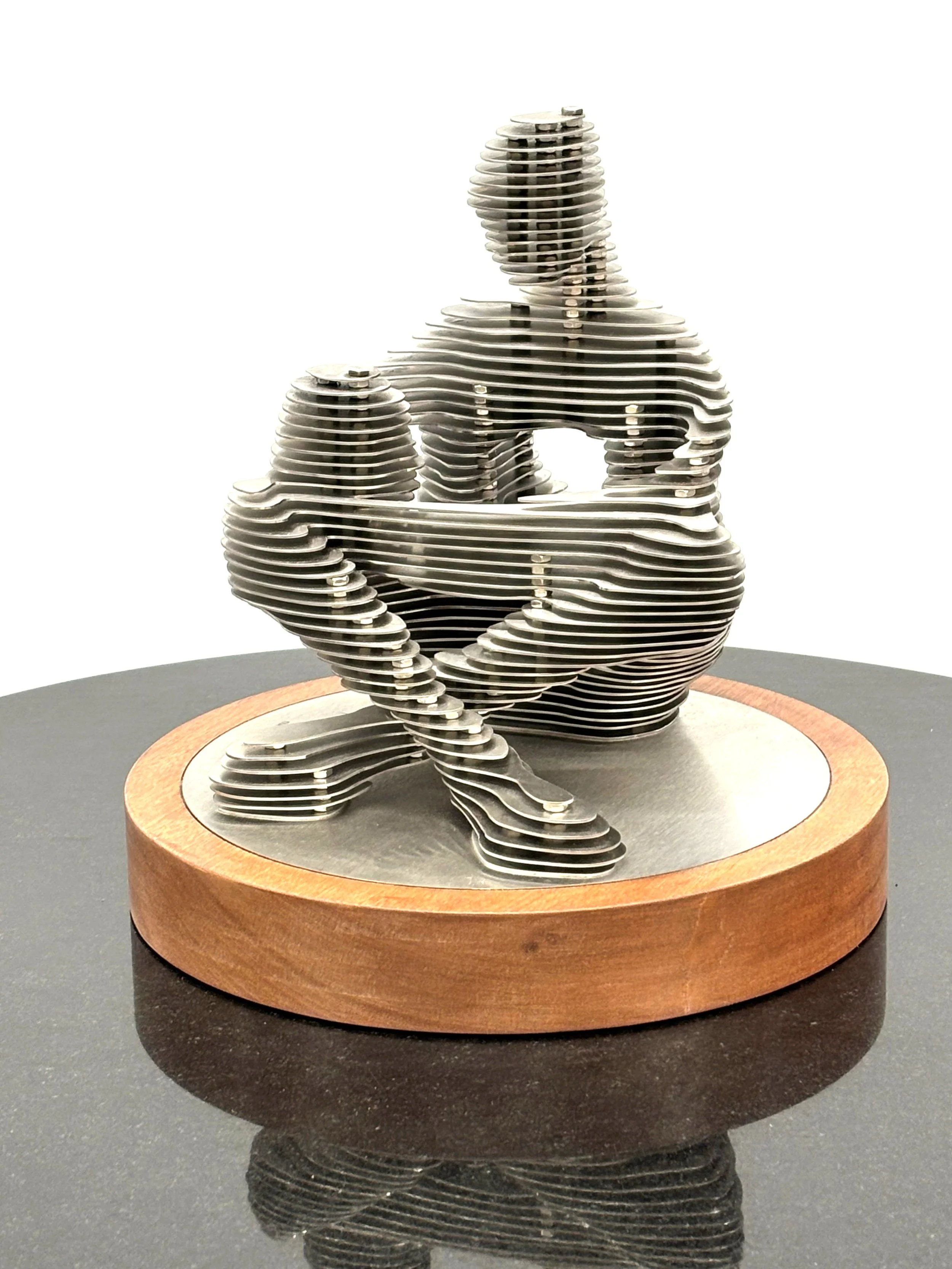 'TWO VI'. Stainless steel on Sapele. 25cm x 25cm x 25cm. Edition of 25. £1950 3.jpg