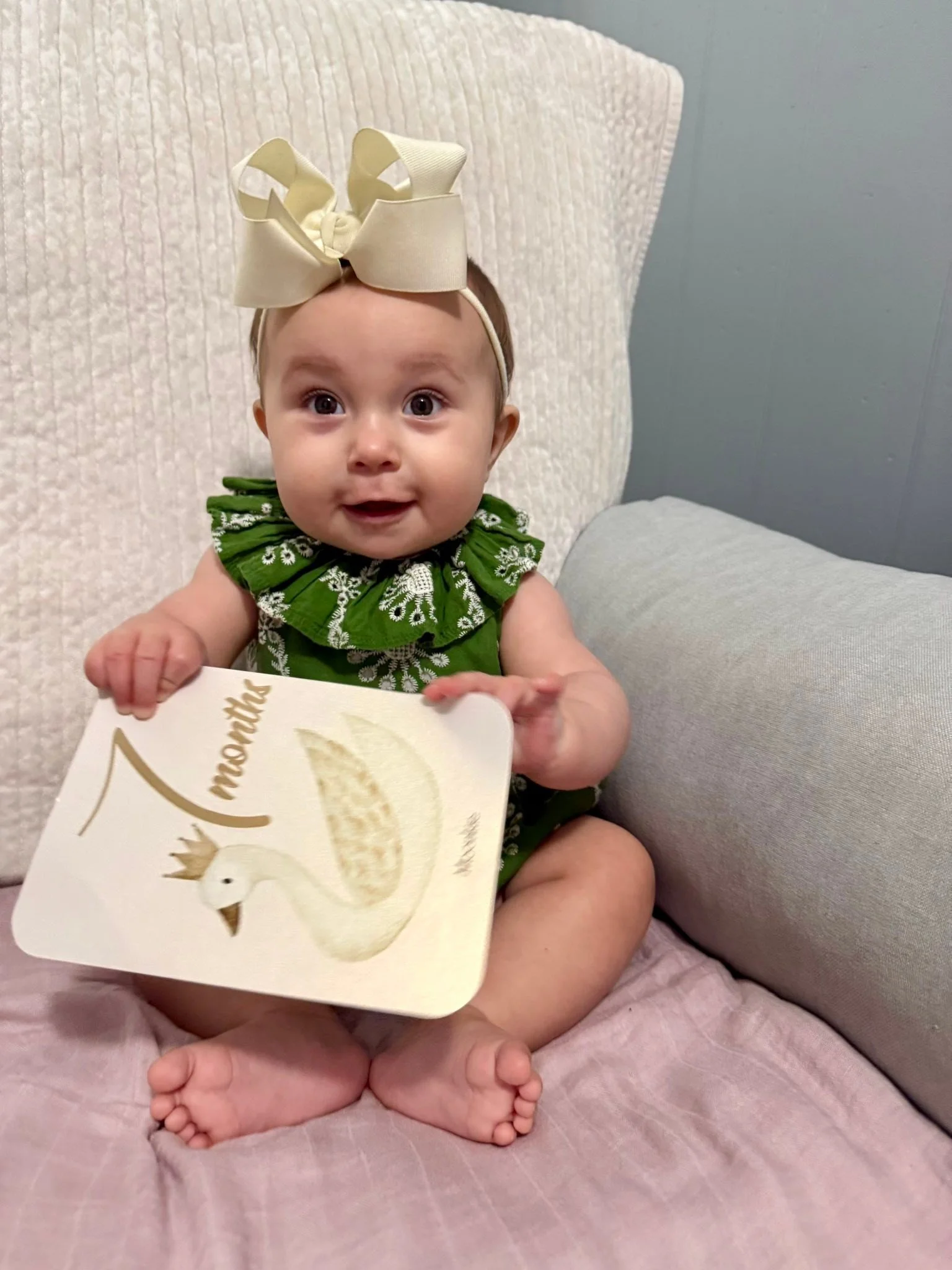 Seven months of loving you, sweet Rory Kate 🤍

My heart can hardly handle how fast this season is going. Rory is babbling nonstop, trying so hard to stand, determined to stand/crawl, and constantly wanting to keep up with her big sister. Meanwhile B