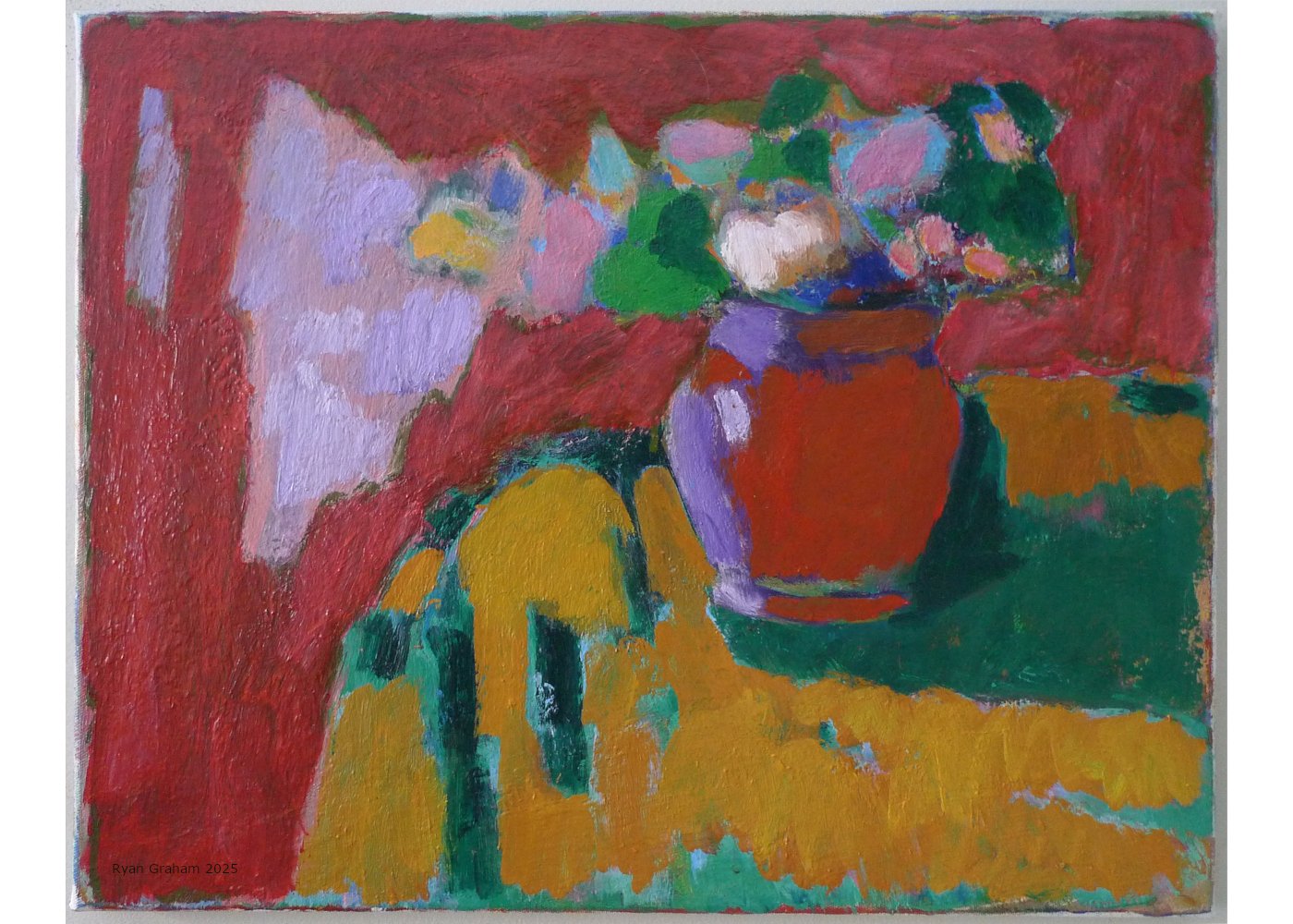 Vase in Red
 
oil on canvas, 16 x 20 inches, 2025