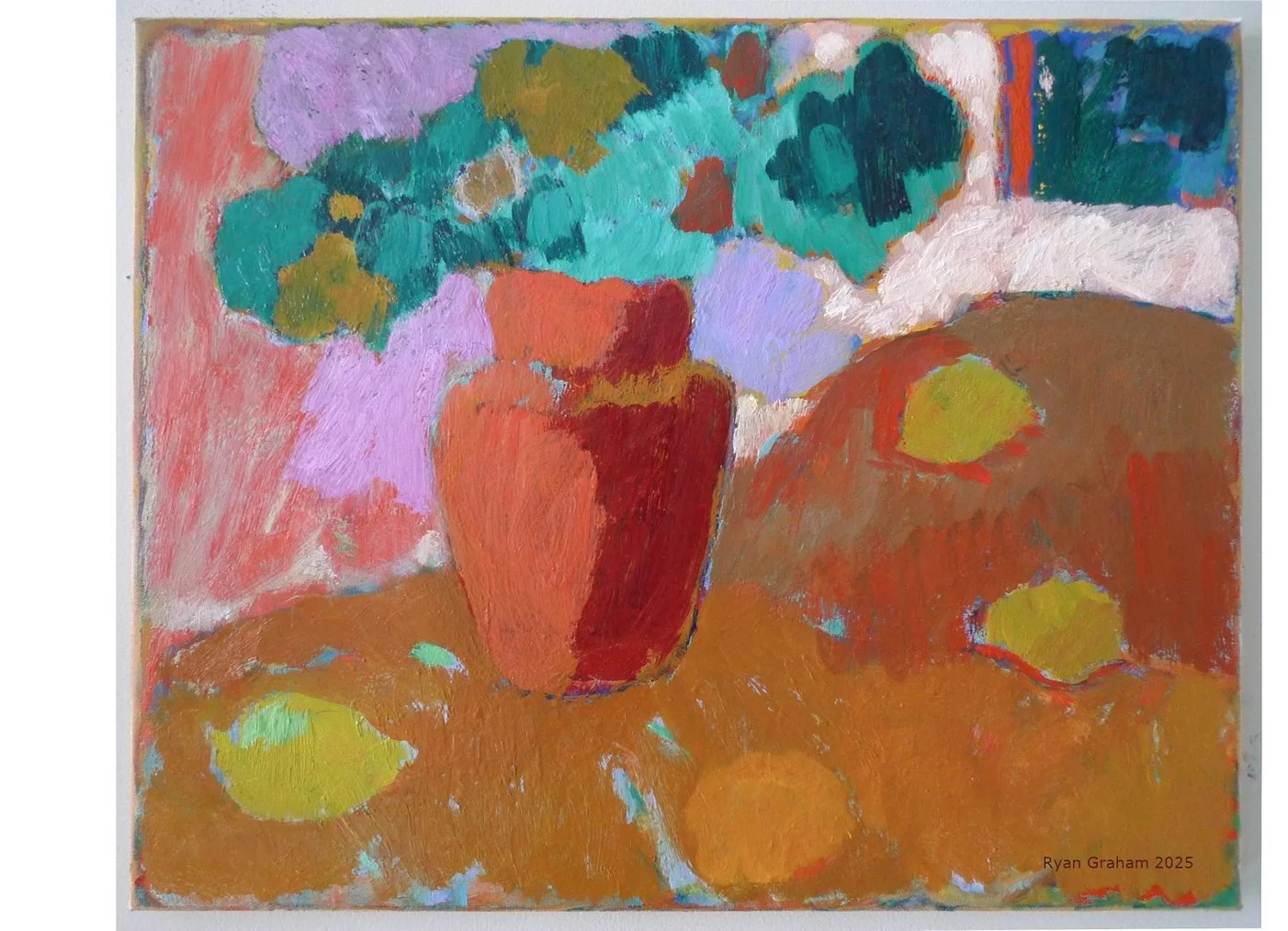 Vase with Lemons
 
oil on canvas, 16 x 20 inches, 2025