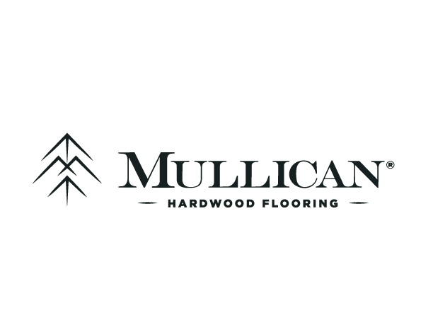 Logo for Mullican Hardwood Flooring featuring stylized pine trees
