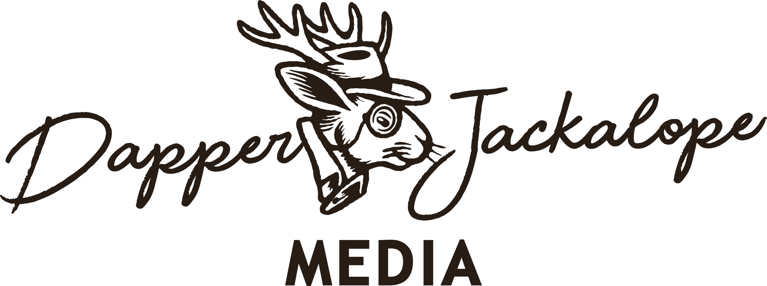 Logo of Dapperjack Media featuring a stylized deer head with antlers and the text 'Dapperjack Media' in cursive font.