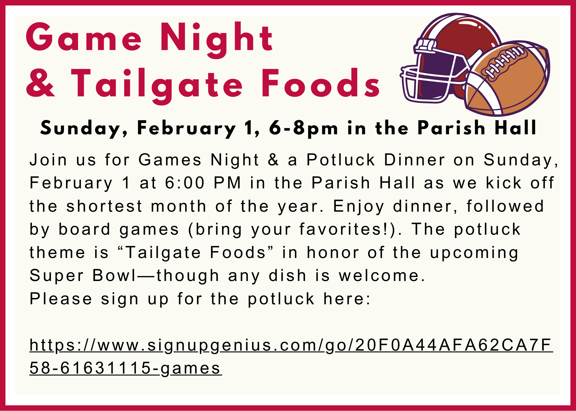 Game Night: Tailgate Food Theme! 