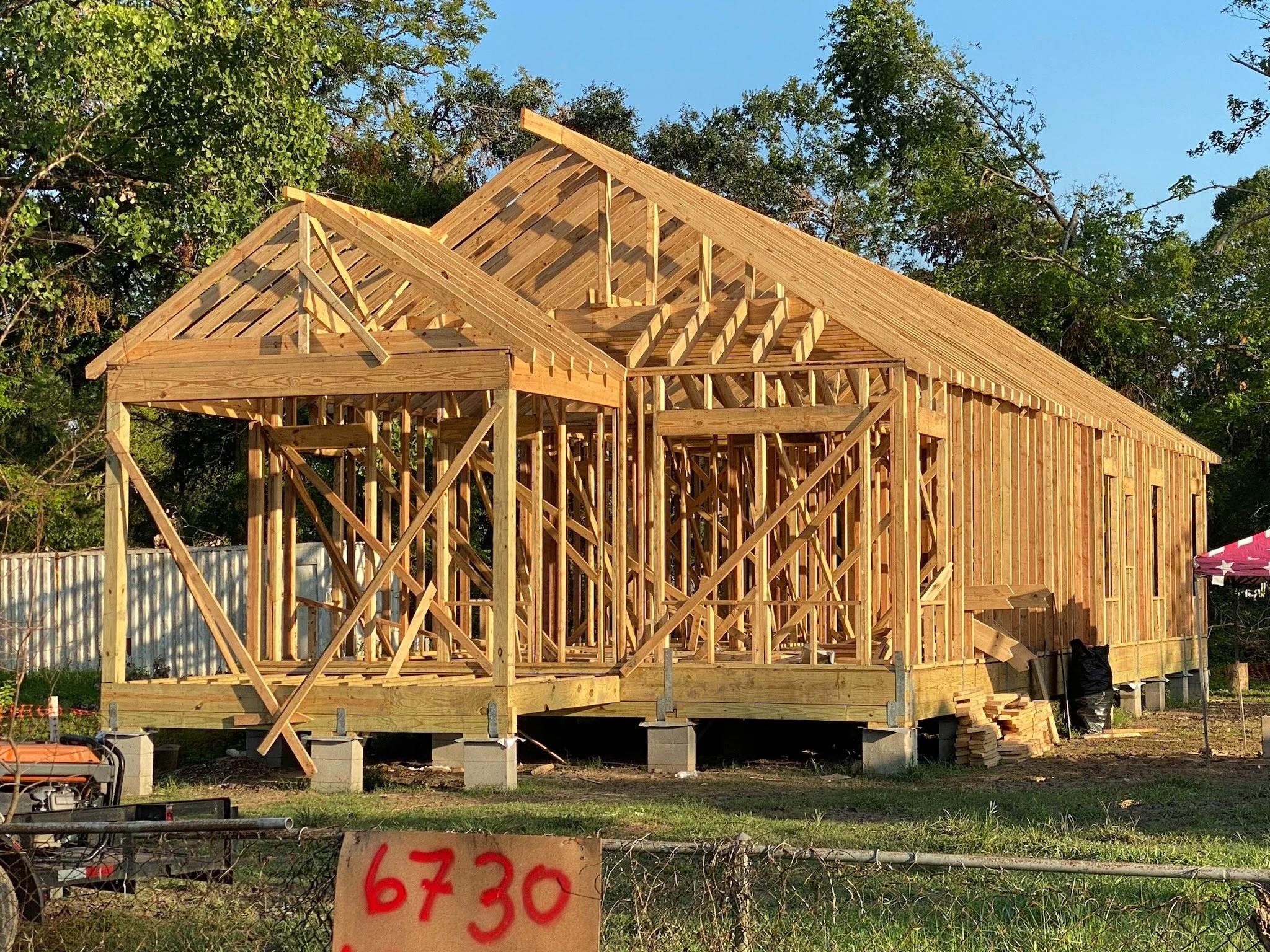 Framing of a new home build.