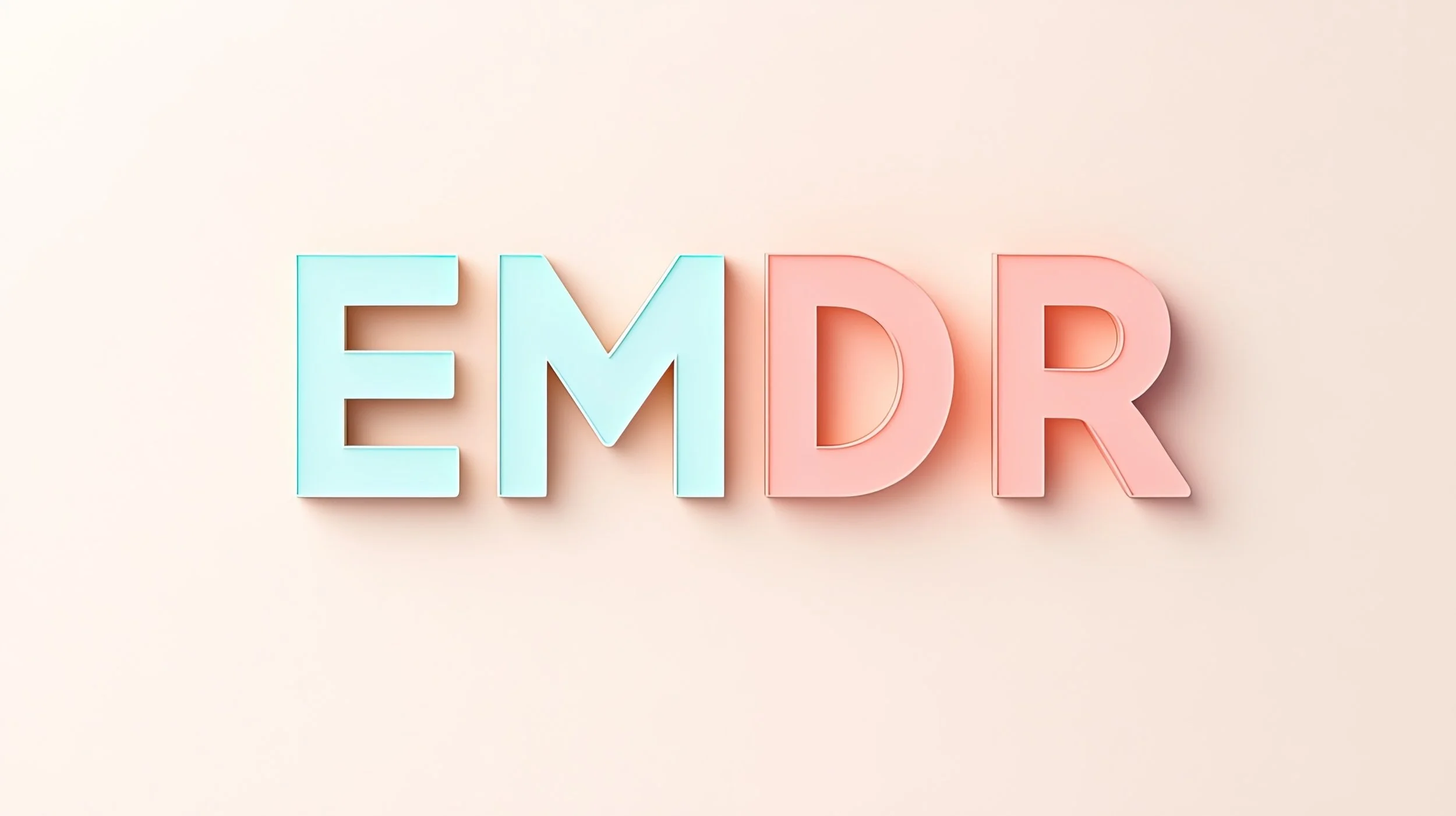 Colorful 3D letters spelling 'EMDR' on a light beige background.