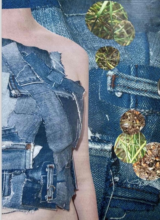 Corset made from second hand jeans and biodegradable resin. 