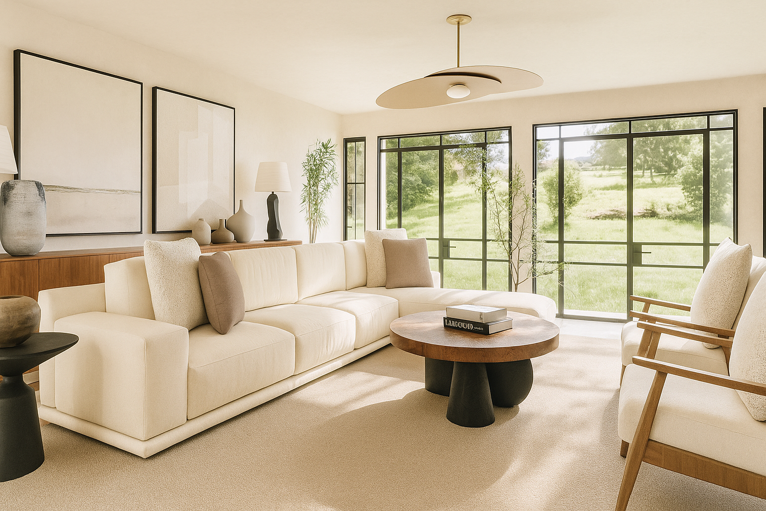 Japandi living room in new extension