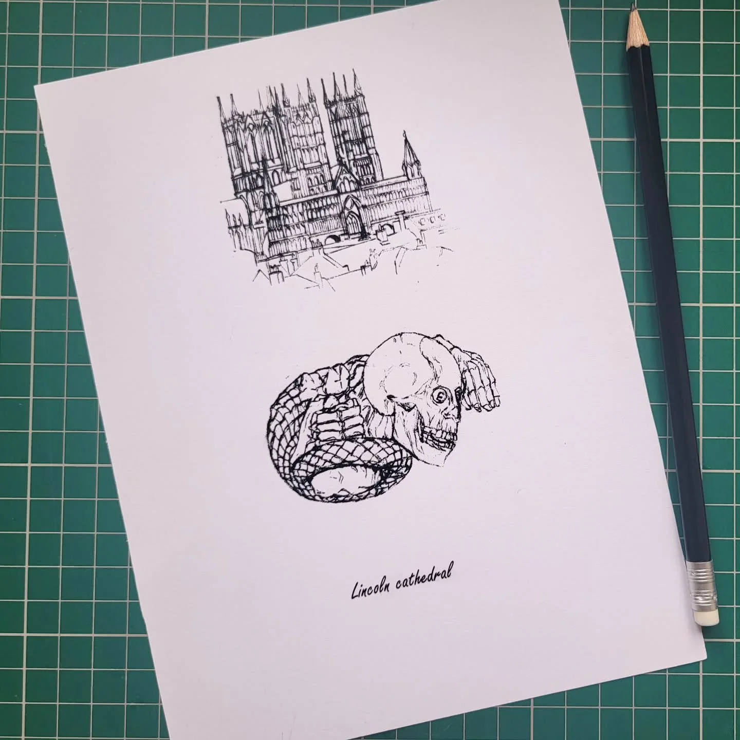 I may be a York girlie, but Lincolnshire is where my family are, and will always be a second home.
Lincoln Cathedral and gargoyle
Pencil and ink.
#lincoln #lincolncathedral #lincolnshire
#cathedral #gargoyle #masonry #architecture #history