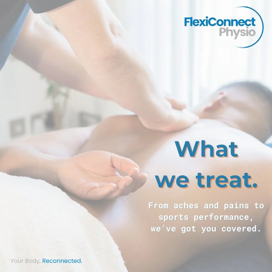 &ldquo;What do you treat?&rdquo; 🤔

At FlexiConnect Physio&hellip; a lot more than you might think 👇

🏃 Sports &amp; gym injuries
💻 Desk &amp; posture pain
🦵 Knee, hip &amp; shoulder problems
🤕 Back &amp; neck pain
🛠️ Post-op rehab
😣 Ongoing 