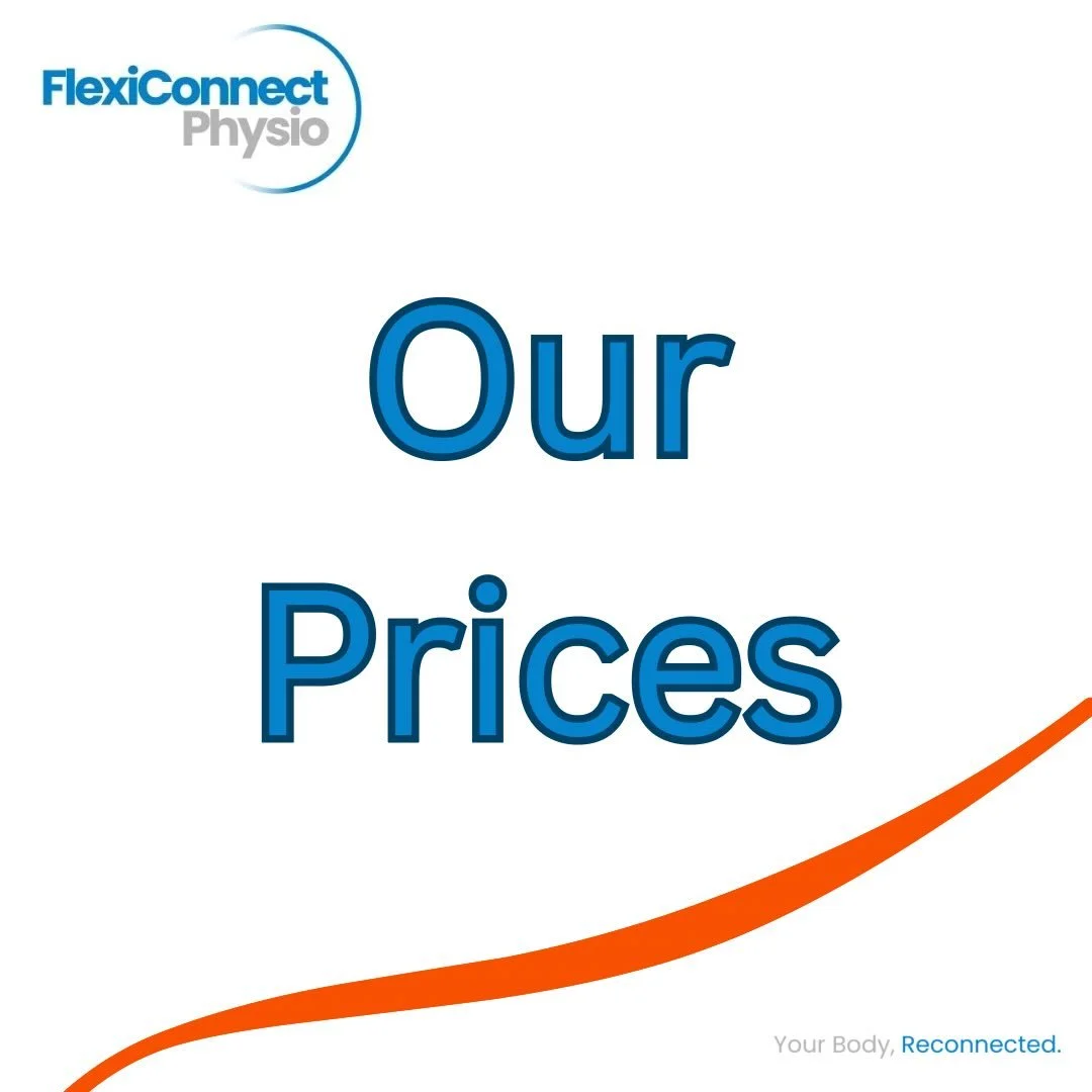 Brand new appointment structure at FlexiConnect Physio!

To make booking simpler and clearer for clients, appointments are now streamlined into 4 easy options:

🔹 Injury Assessment &amp; Diagnosis &ndash; &pound;70 (1 hour)
Perfect for new injuries,