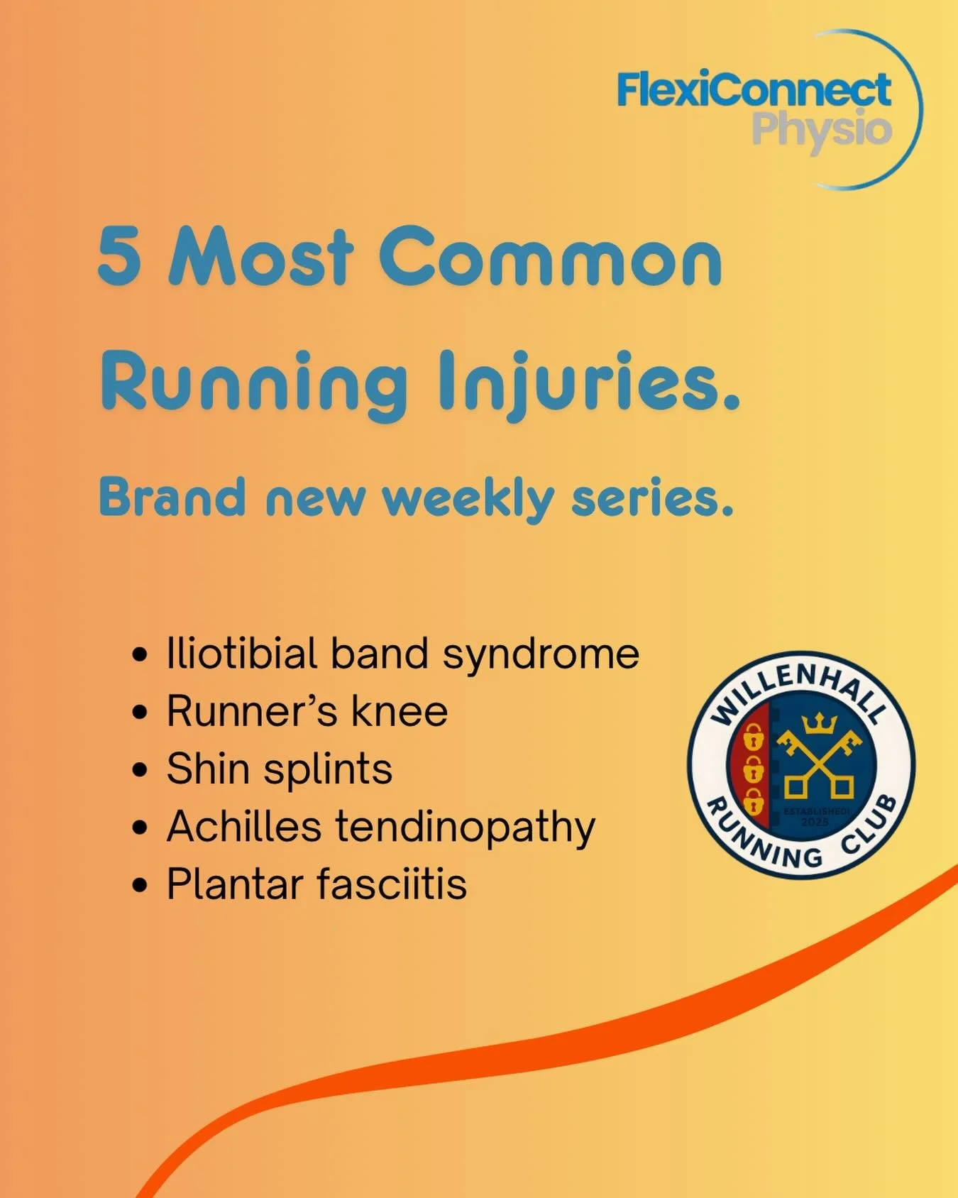 🏃&zwj;♂️ RUNNING INJURIES SERIES 🏃&zwj;♀️

As part of our partnership with Willenhall Running Club, we&rsquo;re launching a 5-week series with covering some of the most common running injuries we see in clinic. 👟

Whether you&rsquo;re an experienc