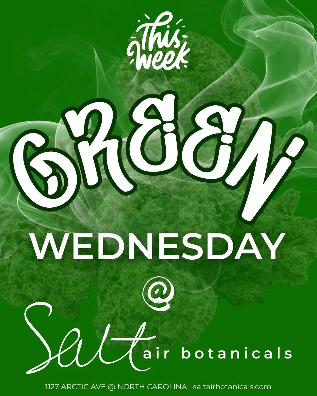 Green Wednesday is coming! Think of it like Black Friday but for cannabis - chiller and vibey. Salt kicks off the holiday season with  one of our biggest sale days of the year.

We&rsquo;re dropping special prices across the entire store, including:
