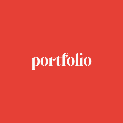 Logo avec le mot 'portfolio' en blanc sur un fond rouge