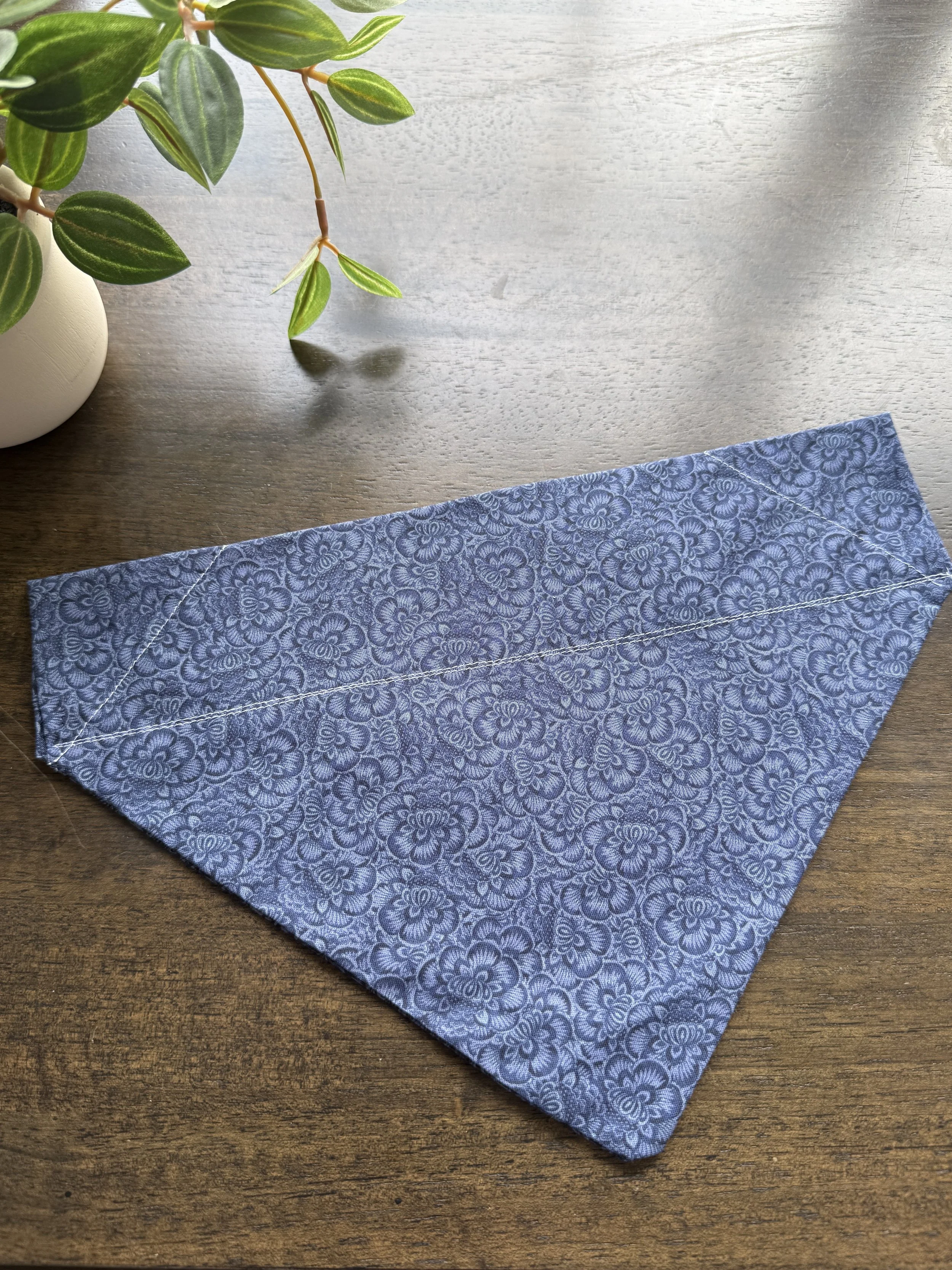 Midnight Blue Floral Bandana - Over the Collar