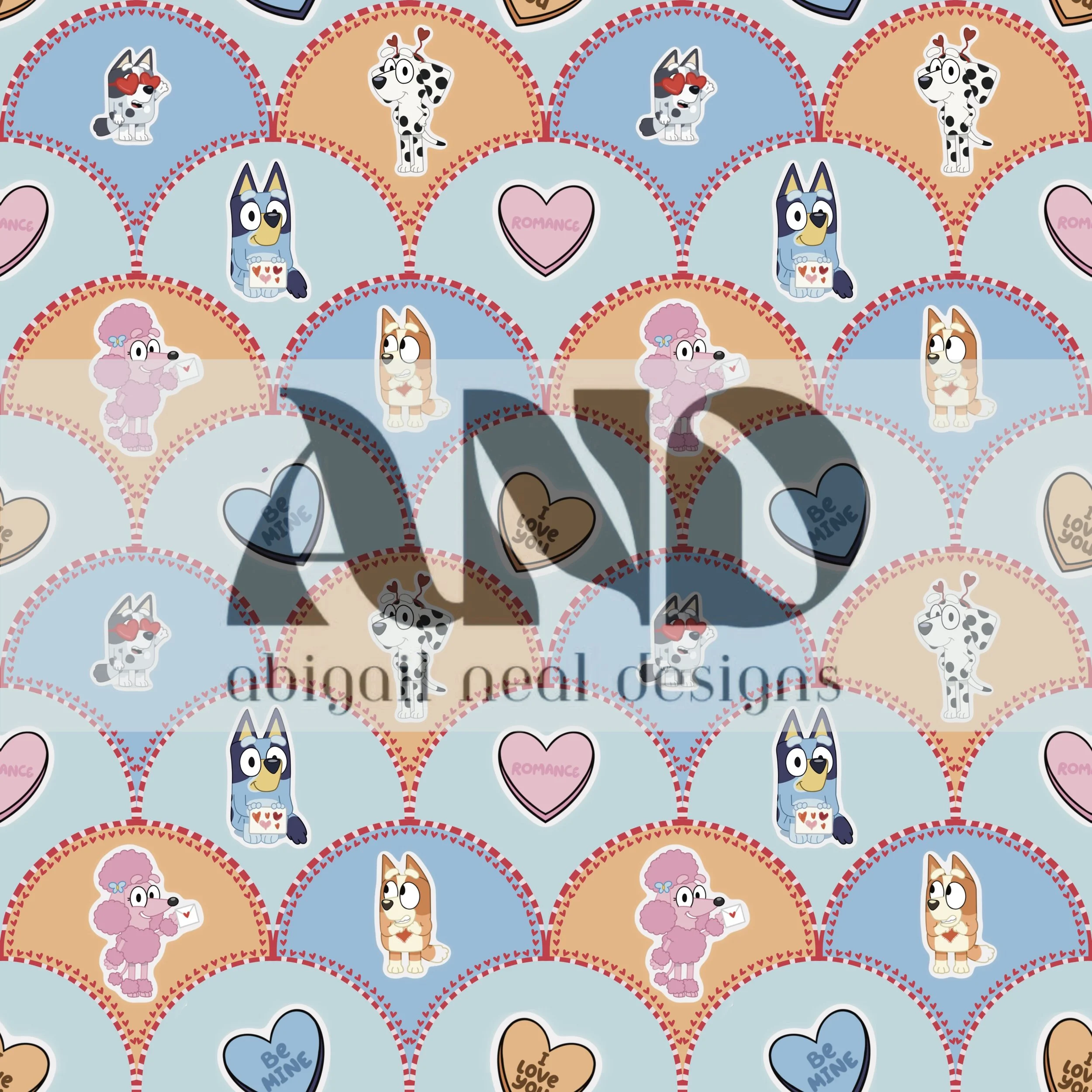 Seamless Valentine Dog Pattern PNG