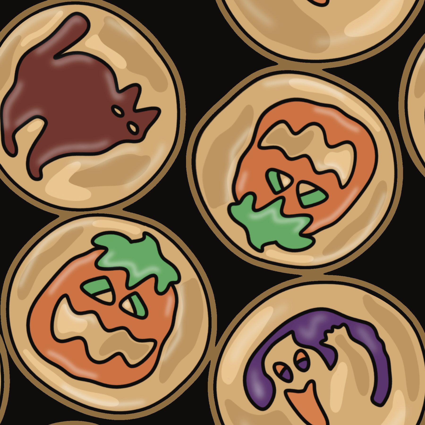 Seamless Halloween Pattern PNG | Cute Halloween Cookie Print | Ghost Pumpkin Digital Paper |Halloween Pattern