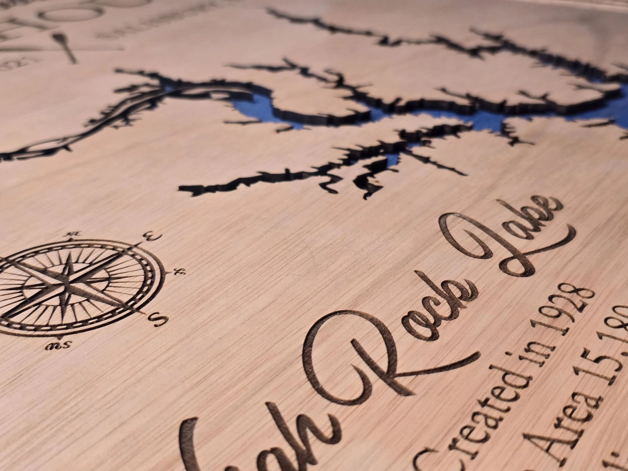 Custom Laser Cut & Engraved Lake Maps